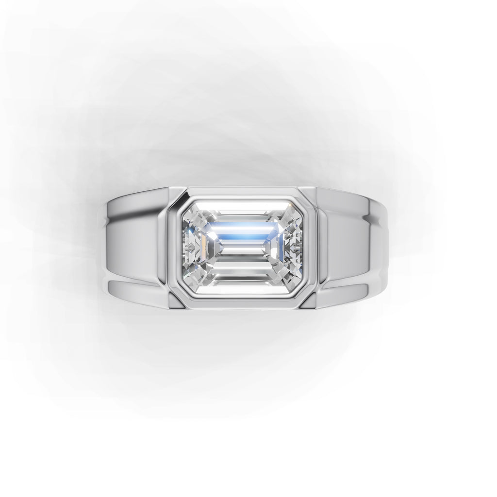 2 Carat Emerald Cut Diamond Signet Ring White Gold