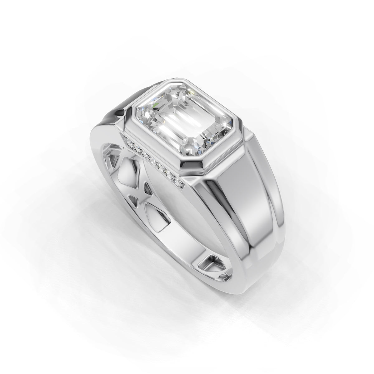 2 Carat Emerald Cut Diamond Signet Ring White Gold