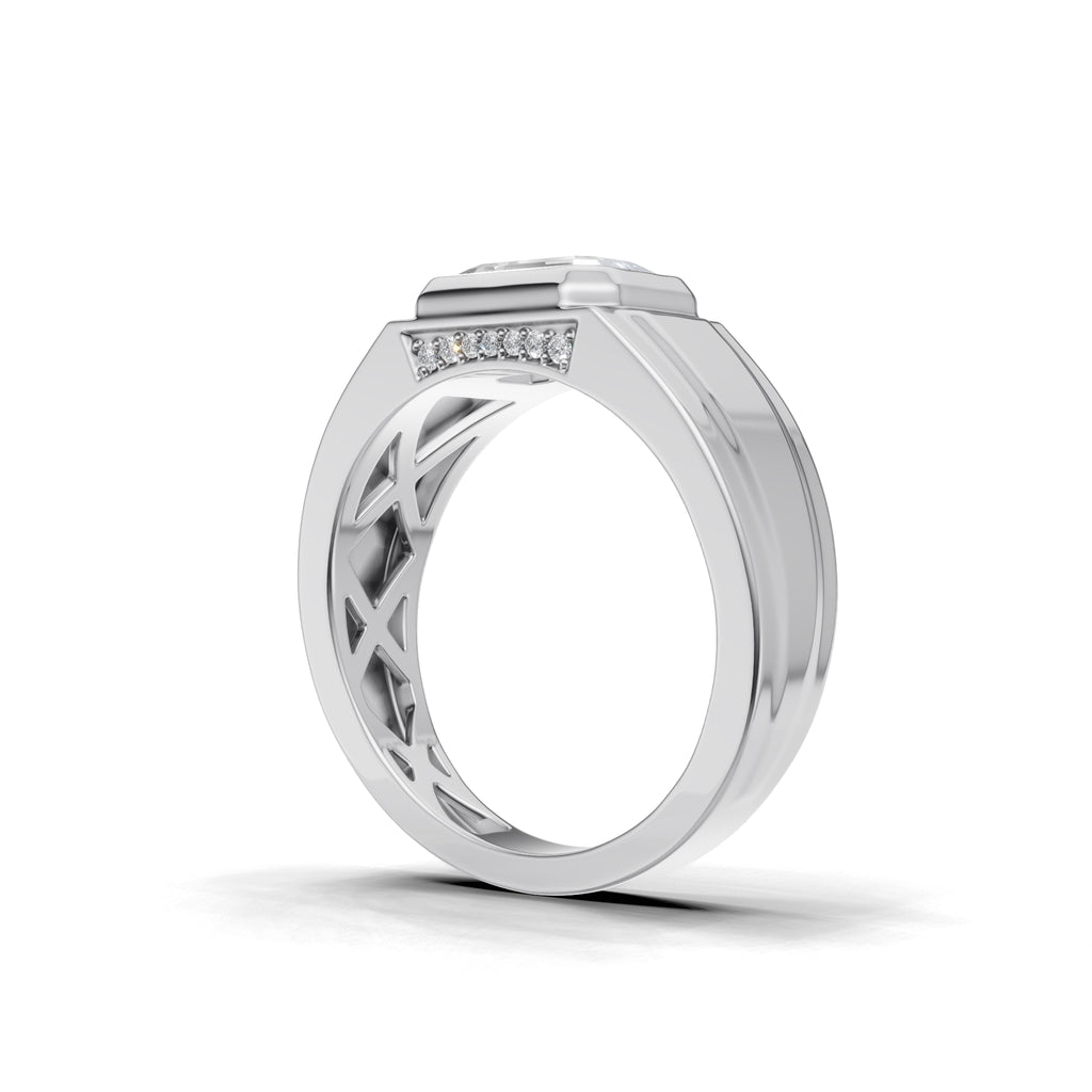 2 Carat Emerald Cut Diamond Signet Ring White Gold