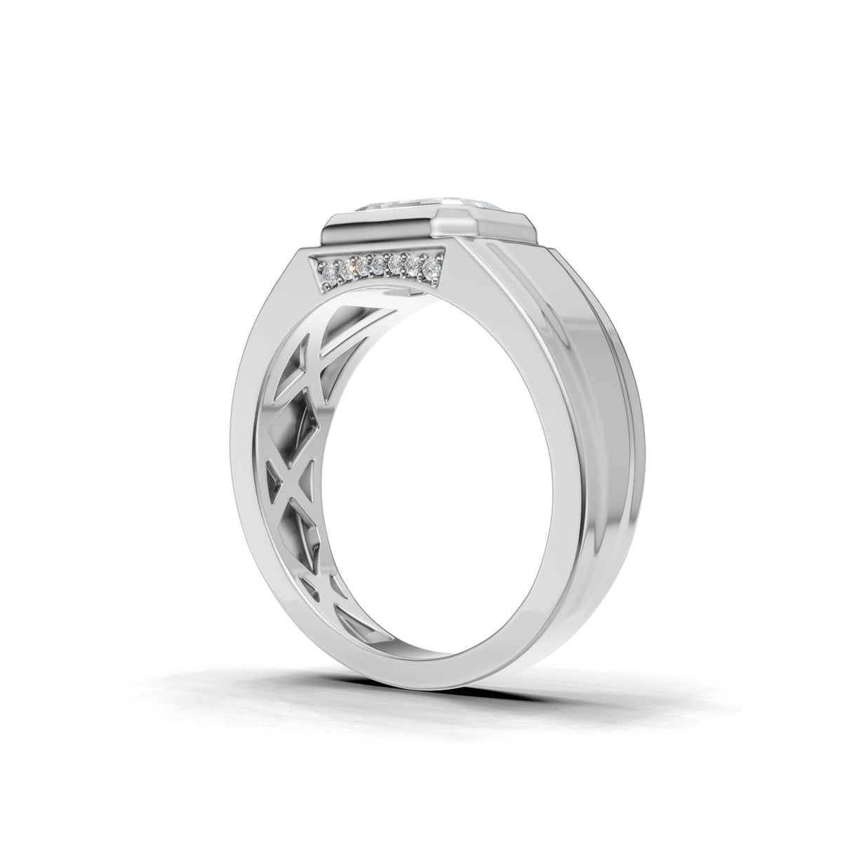 2 Carat Emerald Cut Diamond Signet Ring White Gold