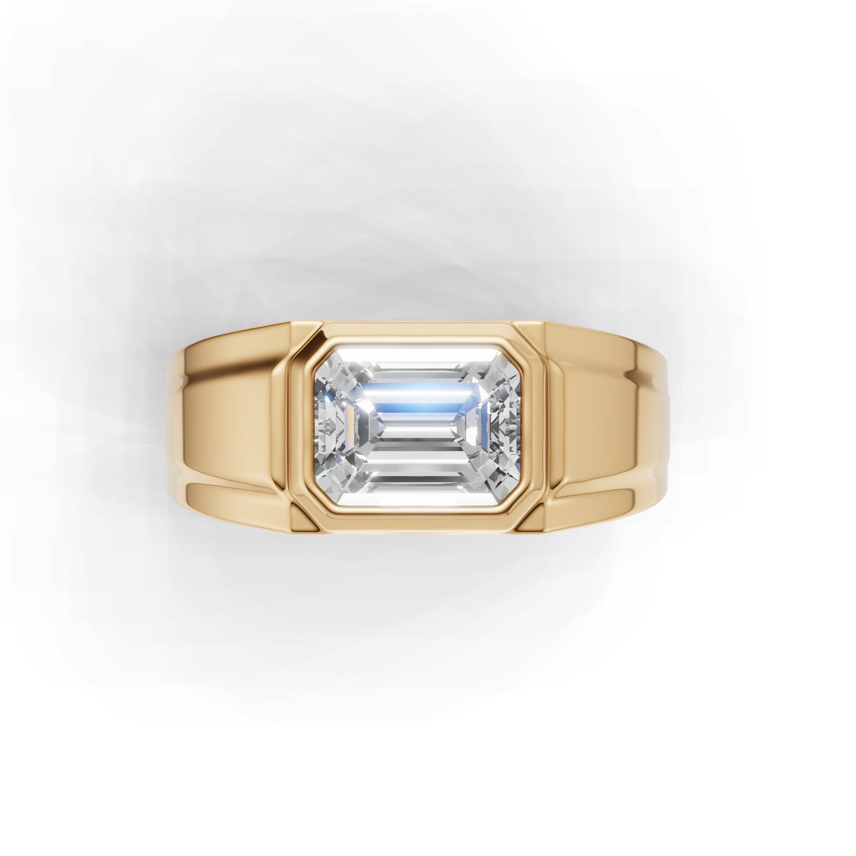 2 Carat Emerald Cut Diamond Signet Ring Yellow Gold