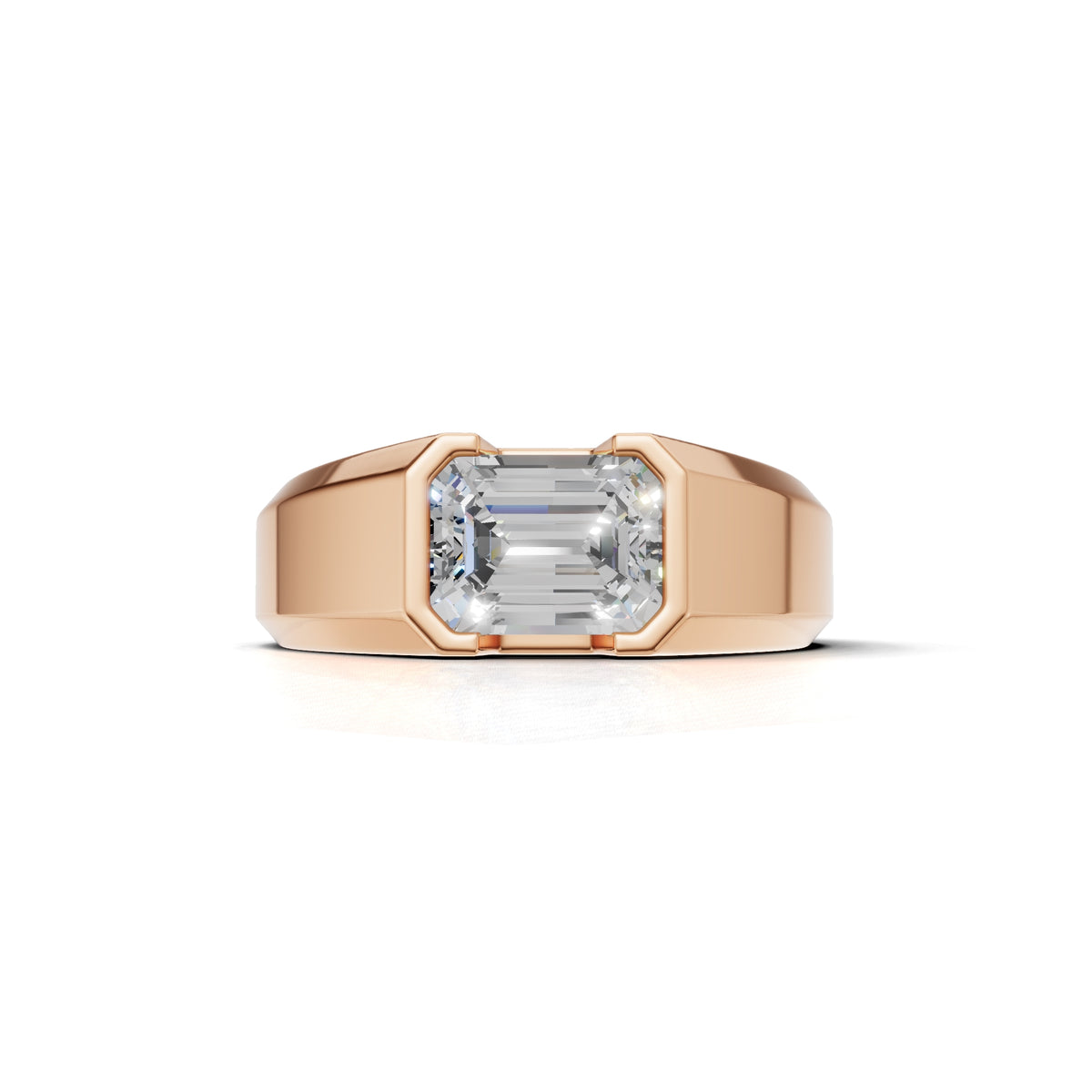 2 Carat Emerald Cut Diamond Men’s Ring Rose Gold