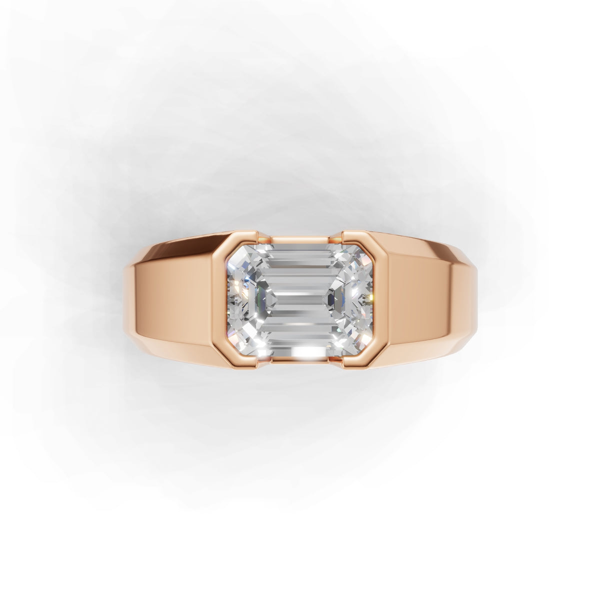 2 Carat Emerald Cut Diamond Men’s Ring Rose Gold