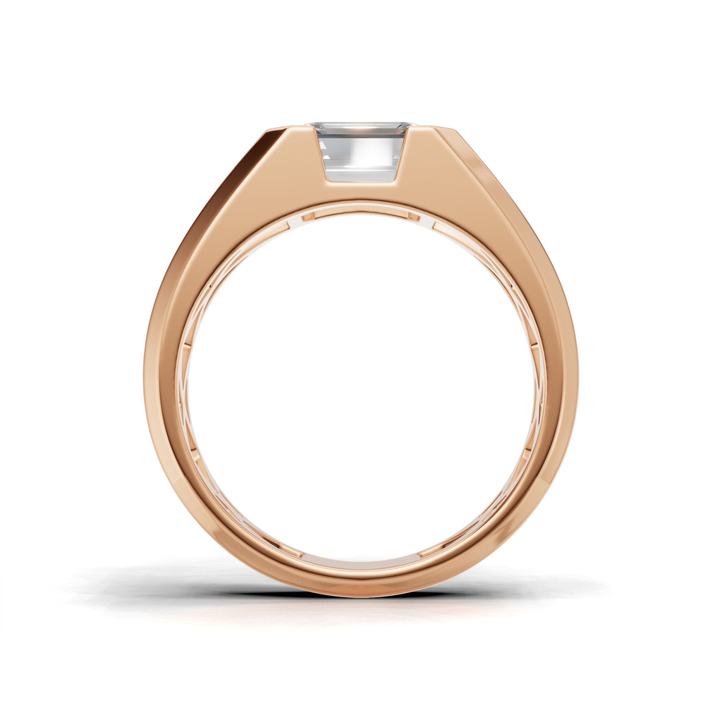2 Carat Emerald Cut Diamond Men’s Ring Rose Gold