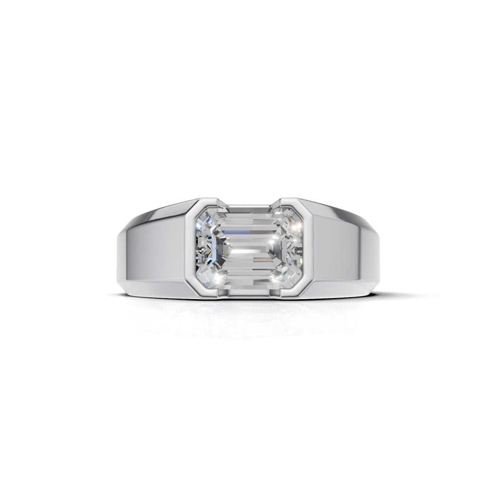 2 Carat Emerald Cut Diamond Men’s Ring White Gold