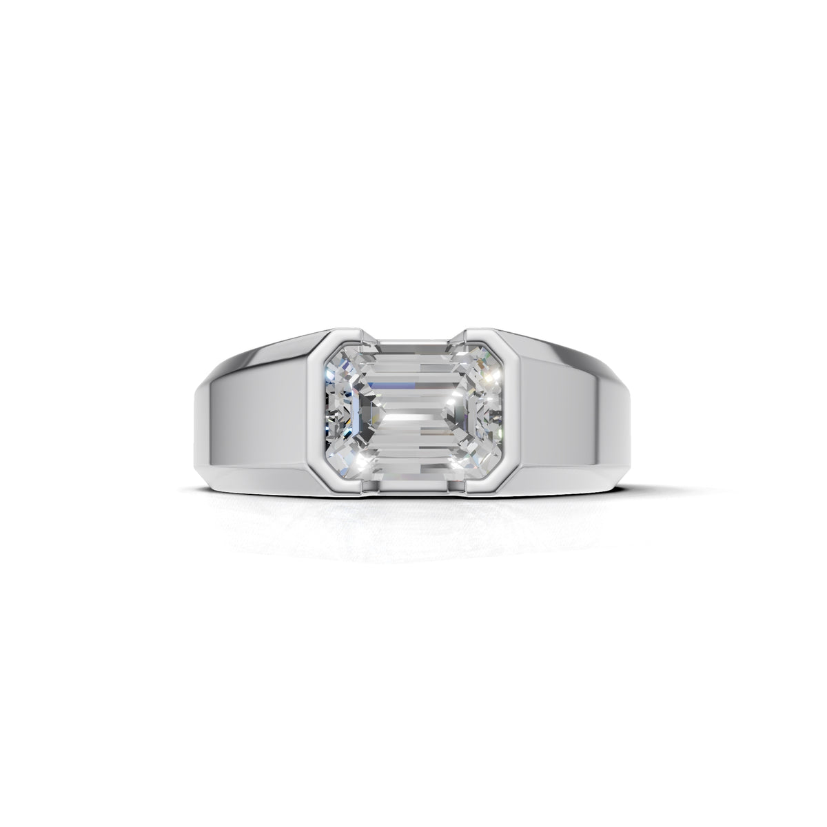 2 Carat Emerald Cut Diamond Men’s Ring White Gold