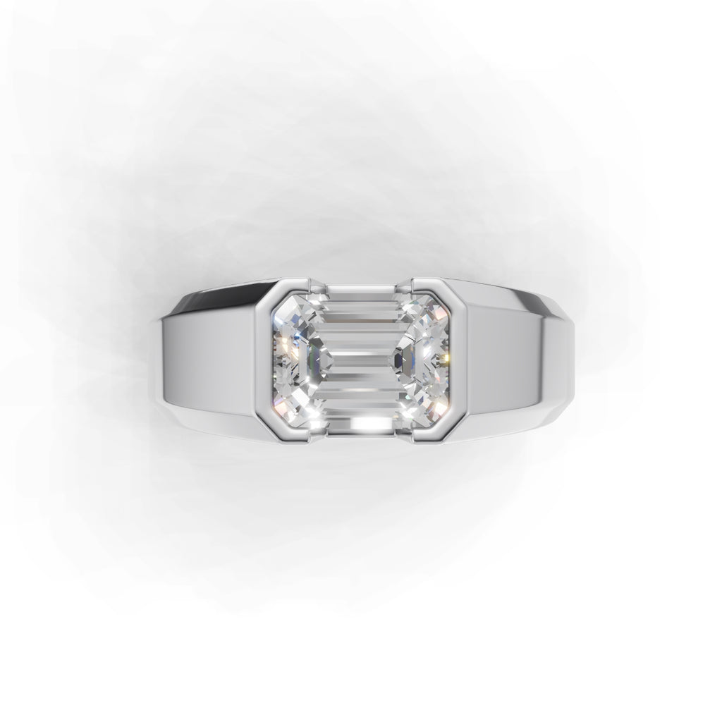 2 Carat Emerald Cut Diamond Men’s Ring White Gold