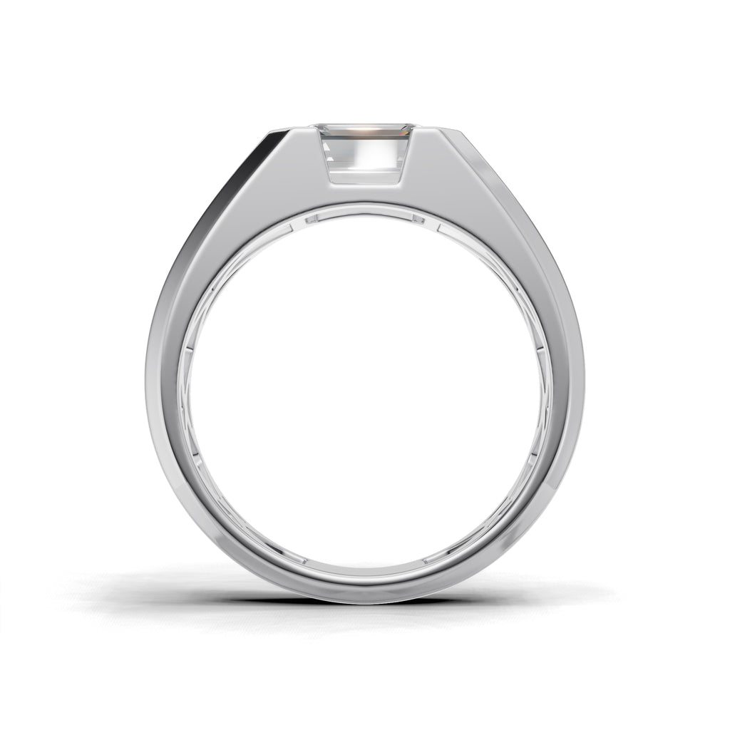 2 Carat Emerald Cut Diamond Men’s Ring White Gold