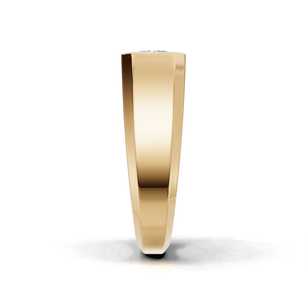2 Carat Emerald Cut Diamond Men’s Ring Yellow Gold