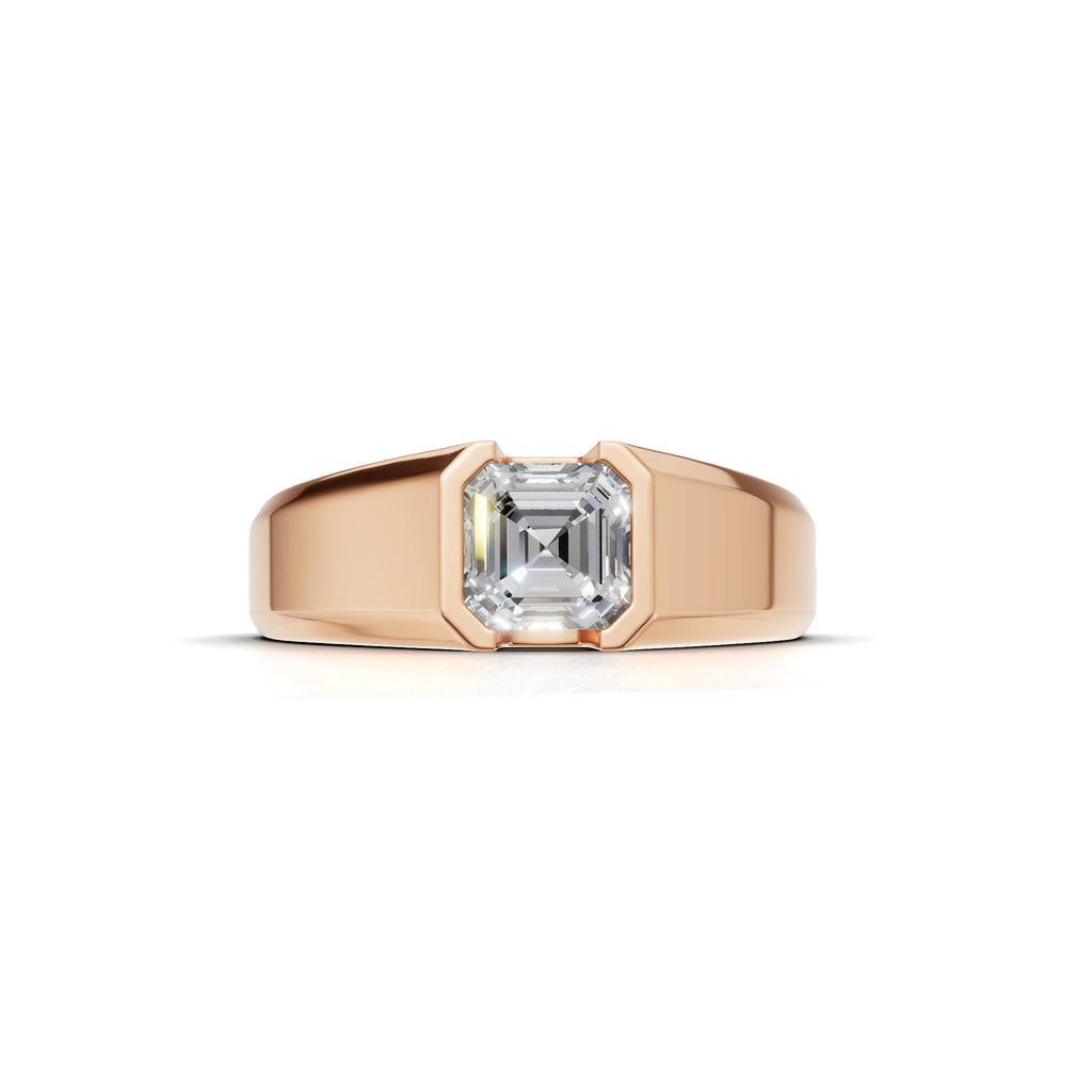 1 Carat Assacher Cut Diamond Men’s Ring Rose Gold