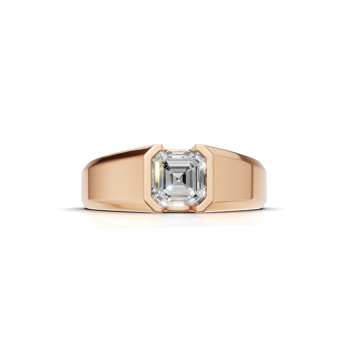 1 Carat Assacher Cut Diamond Men’s Ring Rose Gold