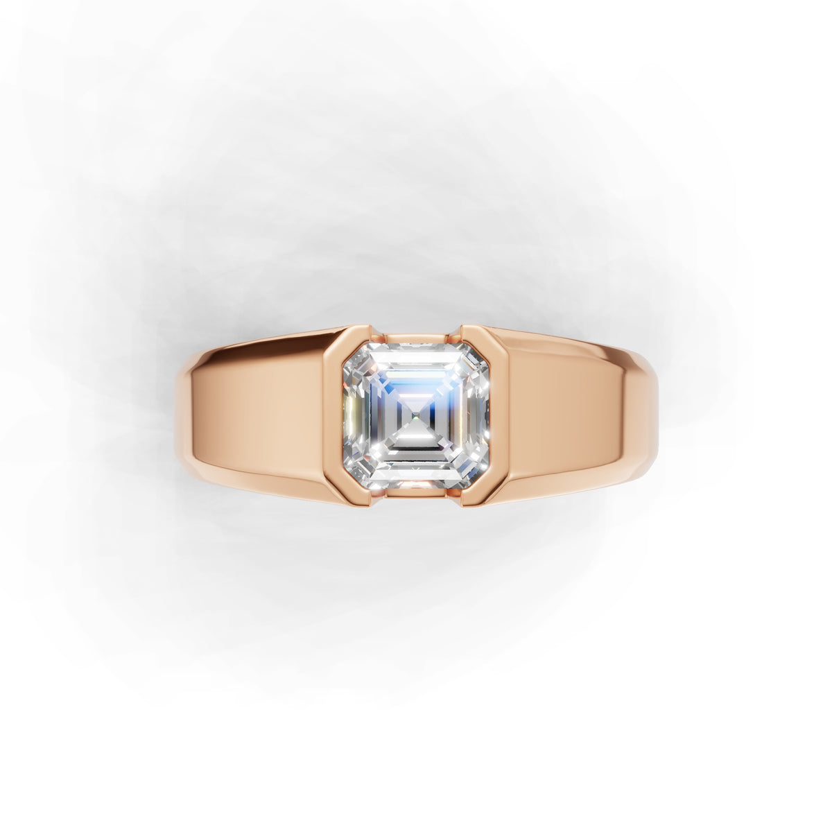 1 Carat Assacher Cut Diamond Men’s Ring Rose Gold