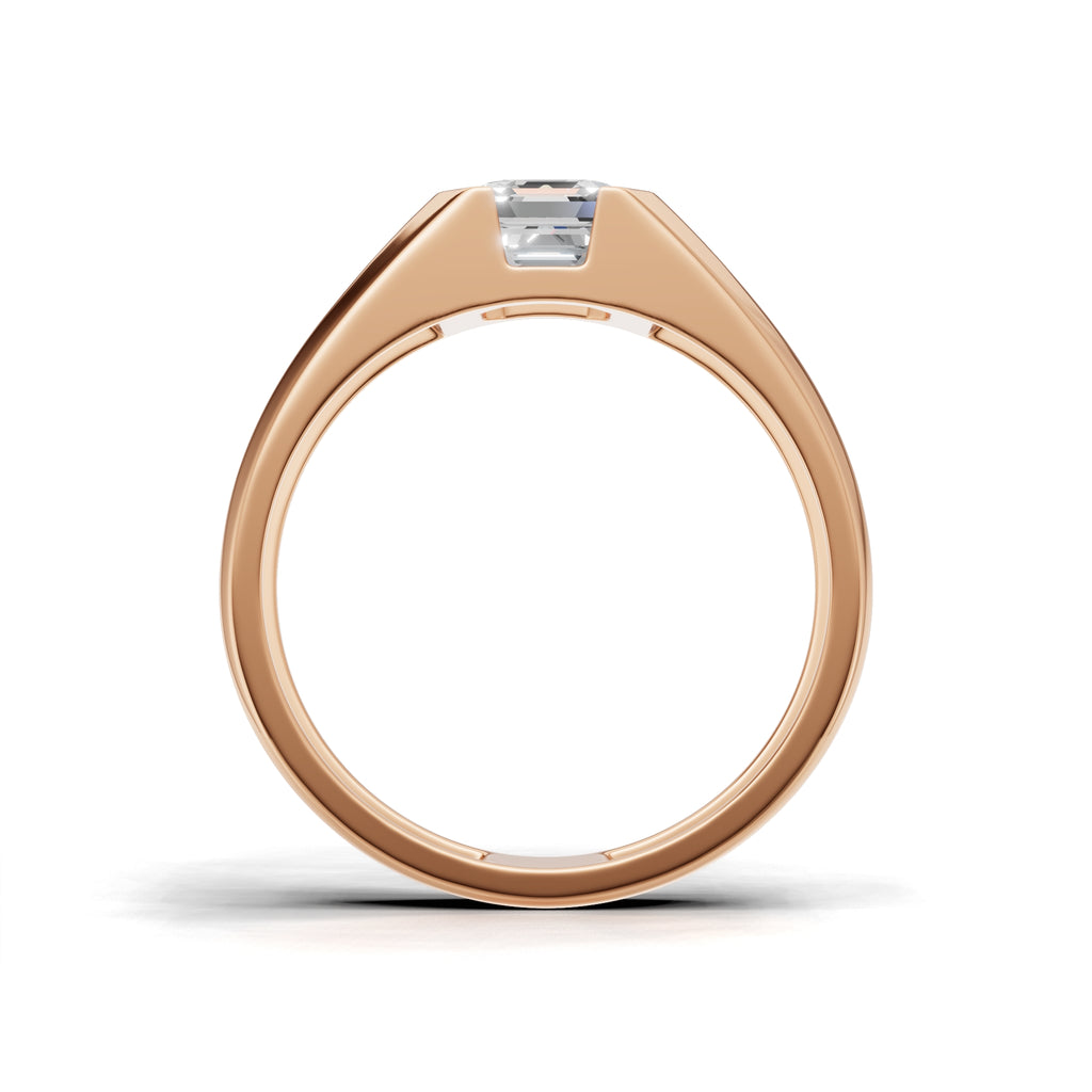 1 Carat Assacher Cut Diamond Men’s Ring Rose Gold