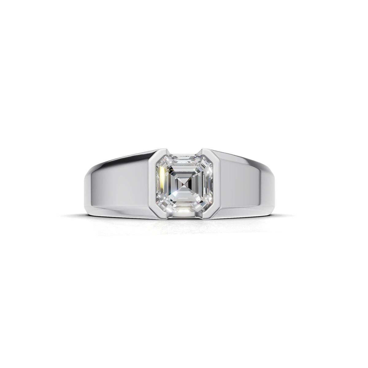 1 Carat Assacher Cut Diamond Men’s Ring White Gold