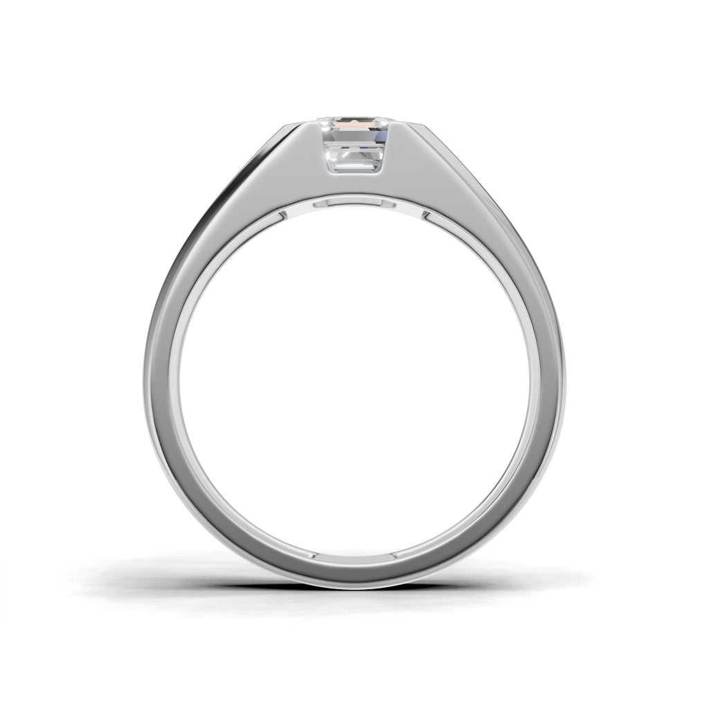 1 Carat Assacher Cut Diamond Men’s Ring White Gold