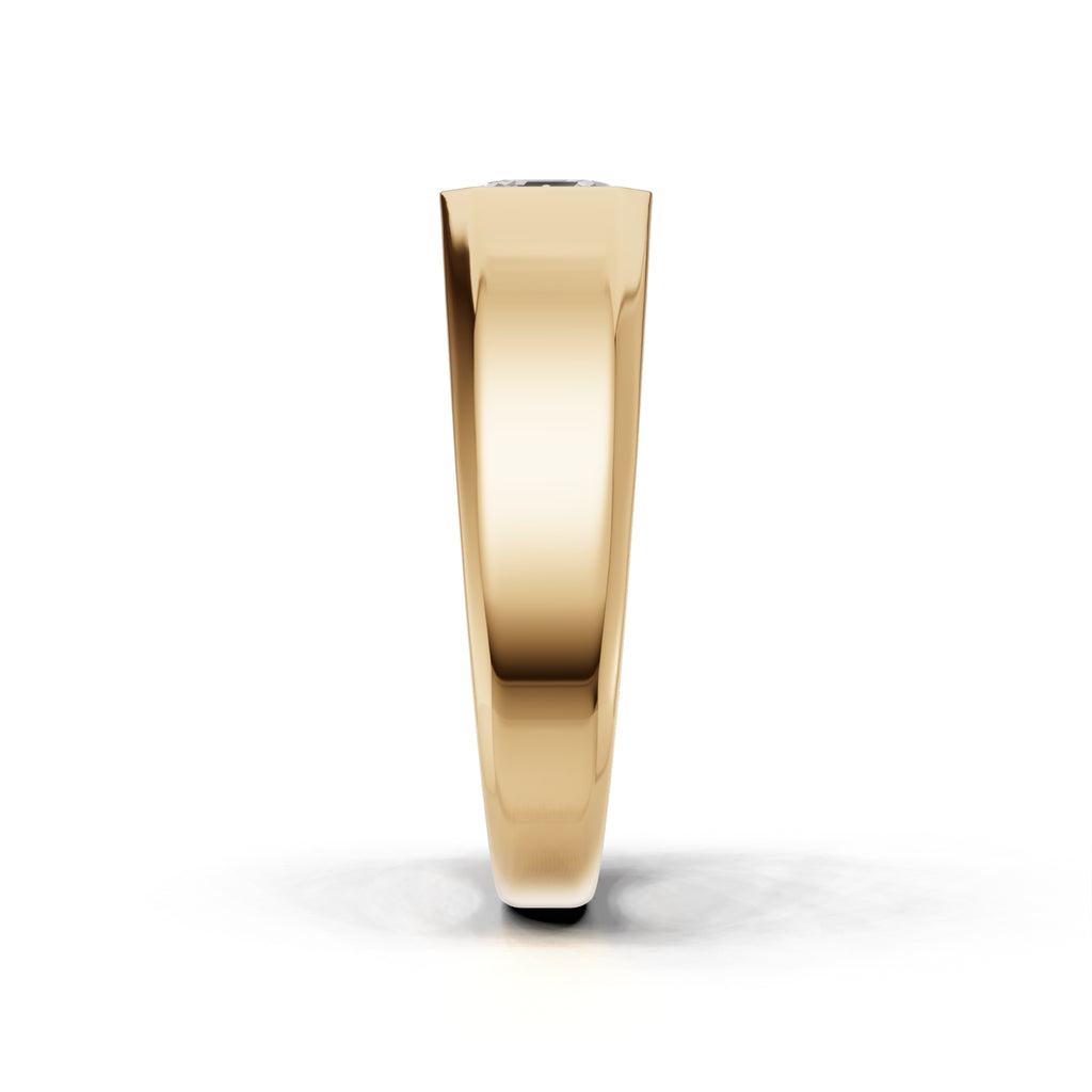 1 Carat Assacher Cut Diamond Men’s Ring Yellow Gold