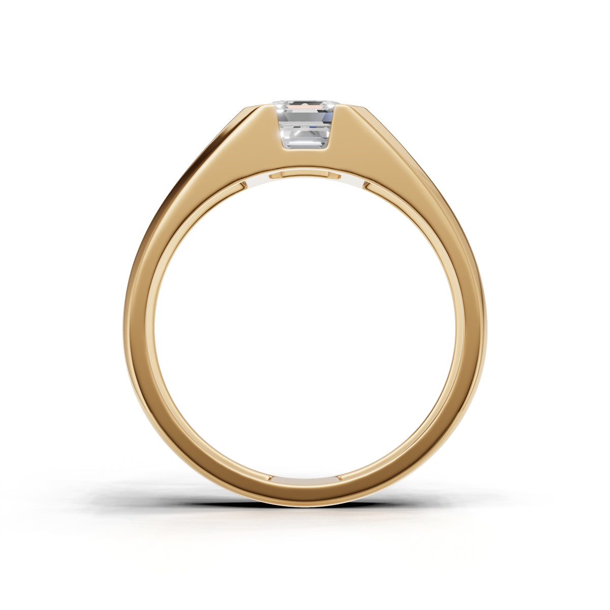 1 Carat Assacher Cut Diamond Men’s Ring Yellow Gold