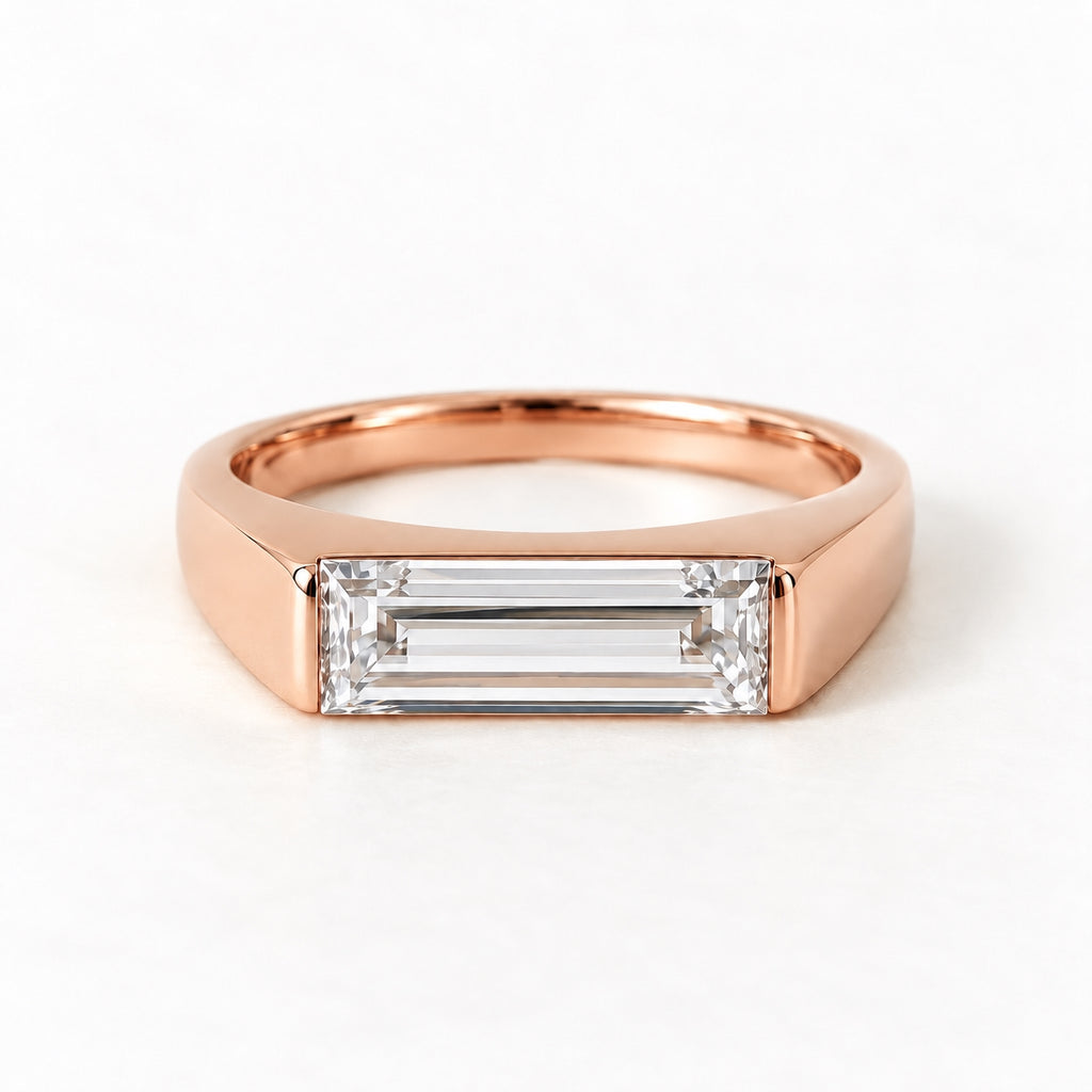 The Meridian Baguette Lab Grown Diamond Ring Rose Gold