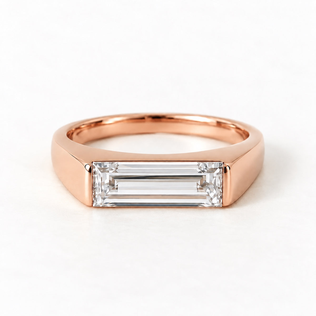 The Meridian Baguette Lab Grown Diamond Ring Rose Gold