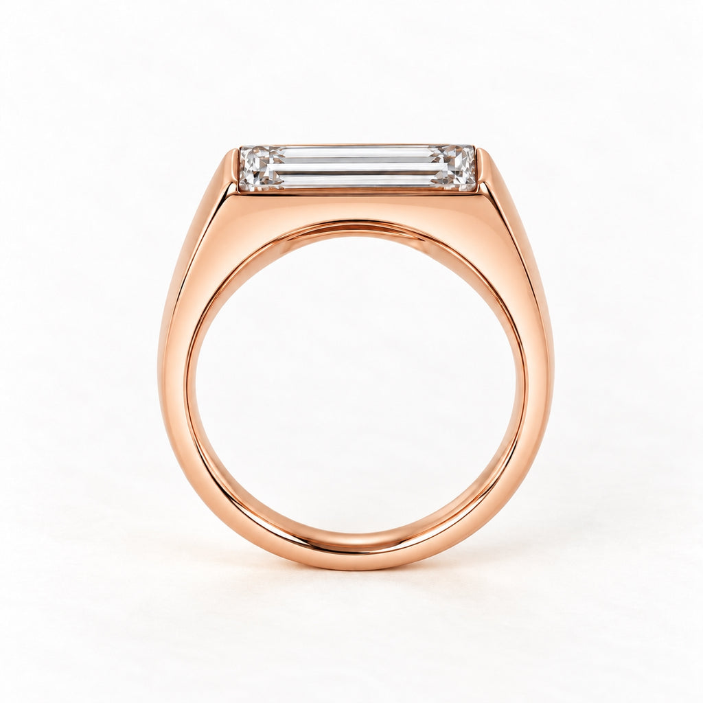 The Meridian Baguette Lab Grown Diamond Ring Rose Gold