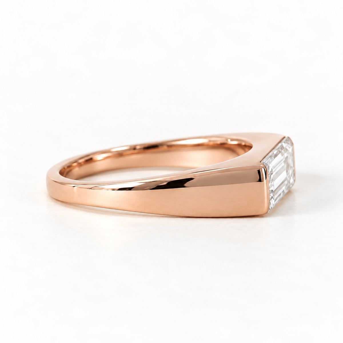 The Meridian Baguette Lab Grown Diamond Ring Rose Gold