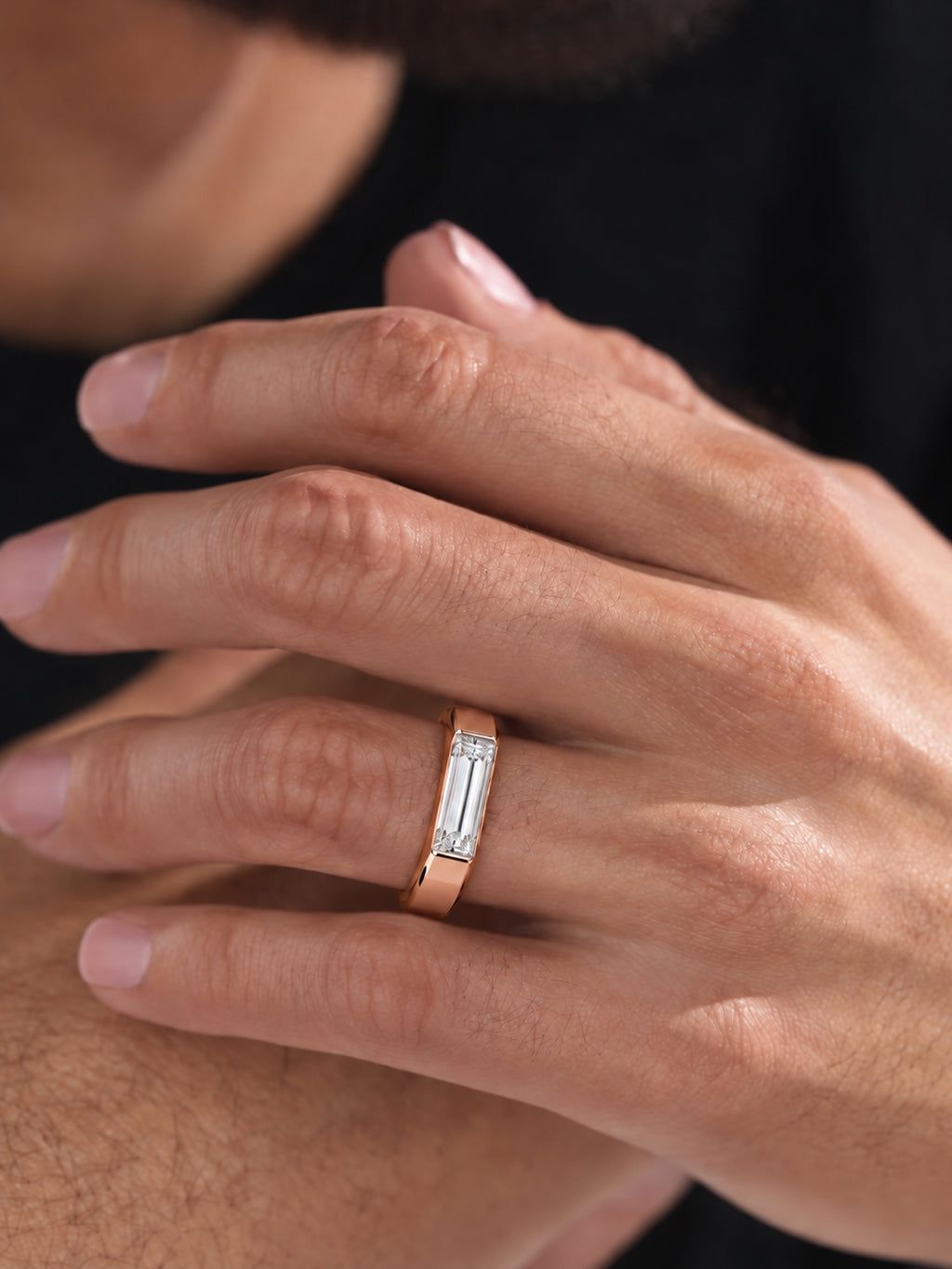 The Meridian Baguette Lab Grown Diamond Ring Rose Gold