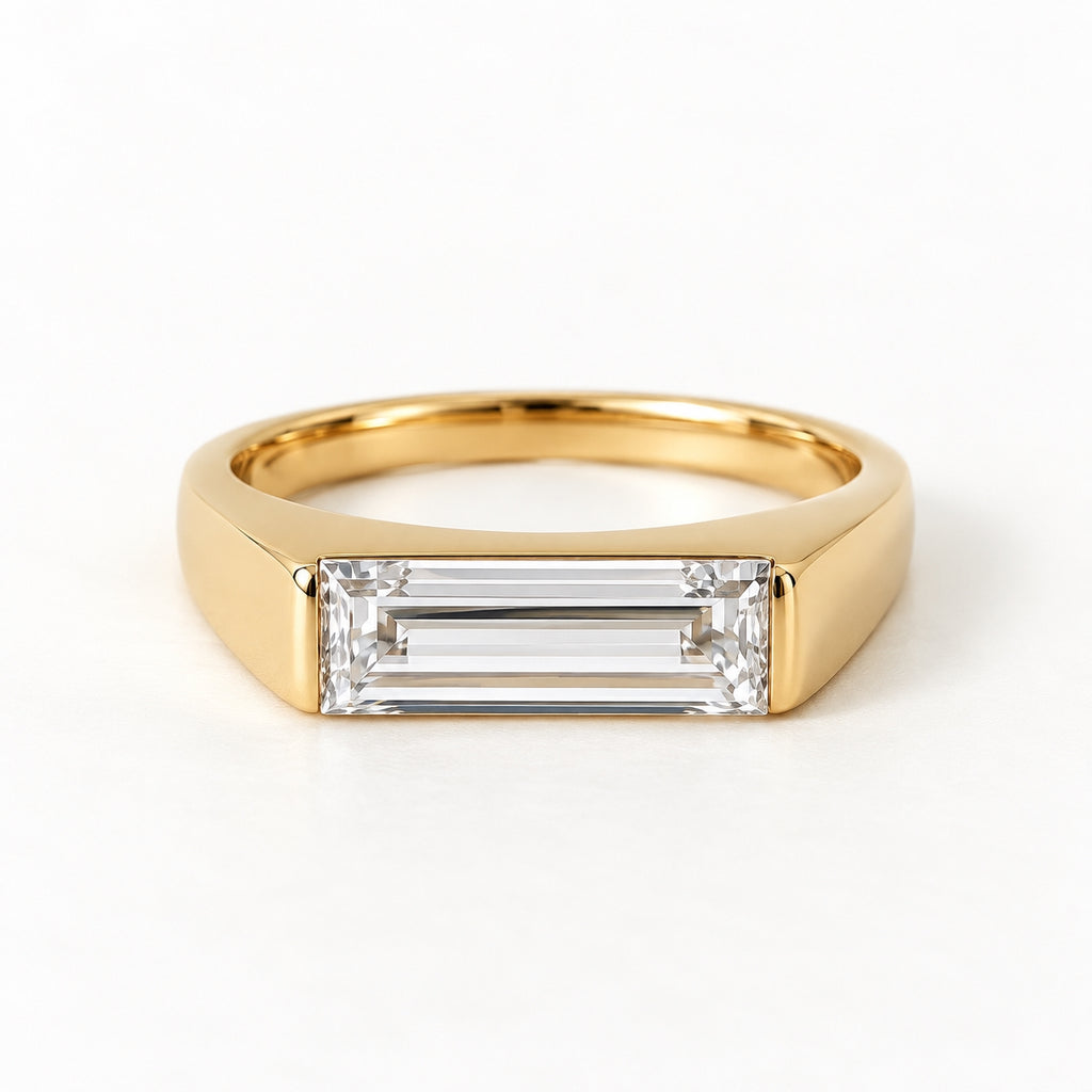 The Meridian Baguette Lab Grown Diamond Ring Yellow Gold