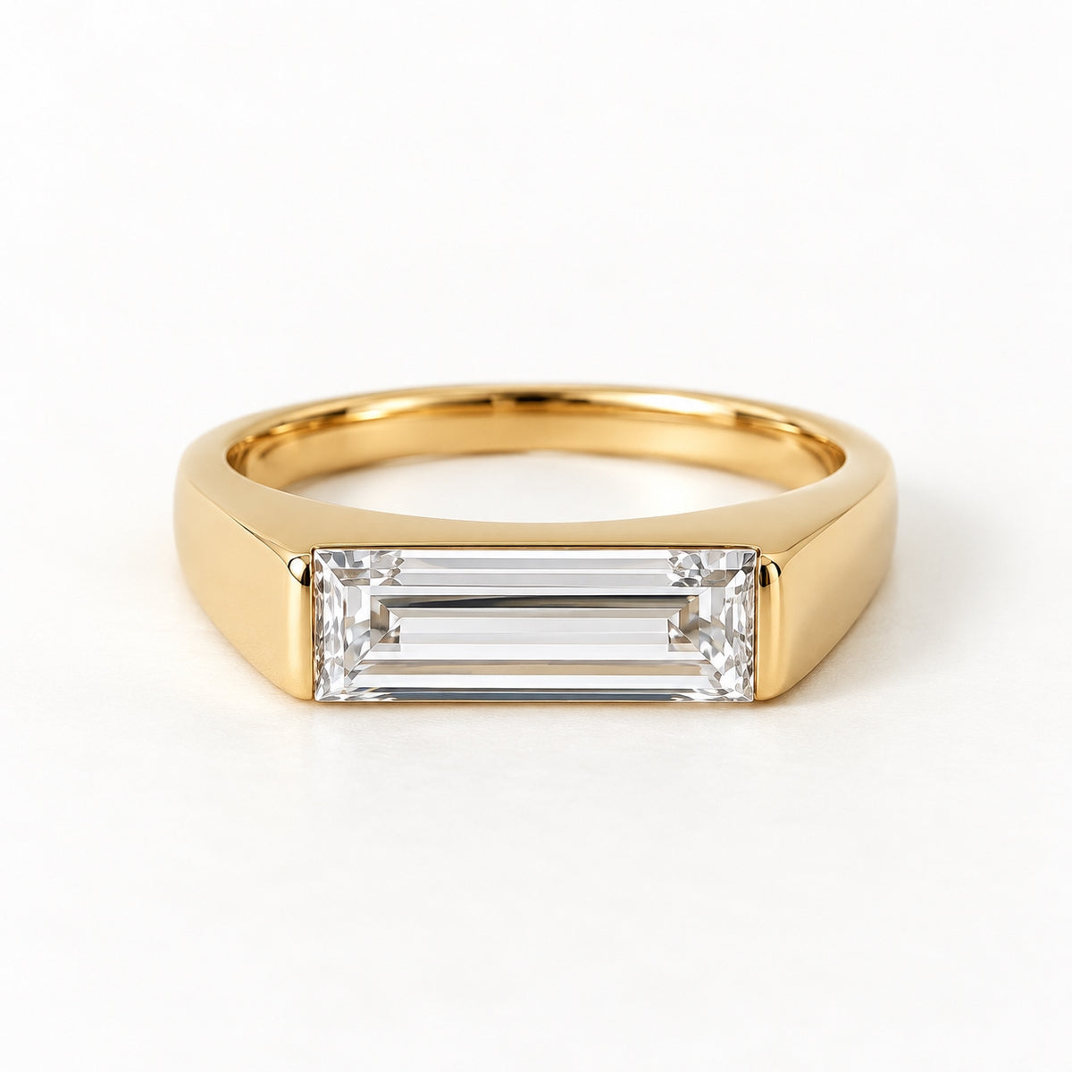 The Meridian Baguette Lab Grown Diamond Ring Yellow Gold