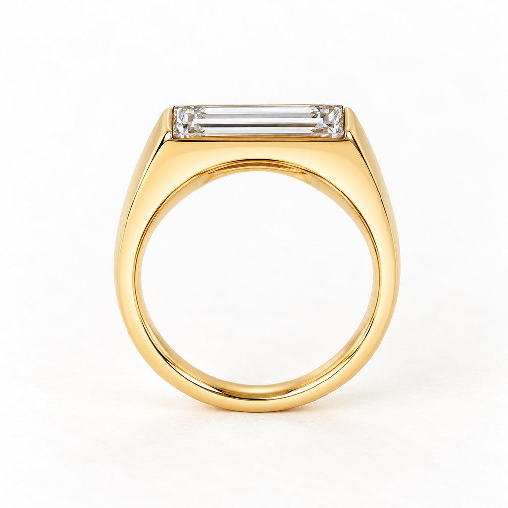 The Meridian Baguette Lab Grown Diamond Ring Yellow Gold
