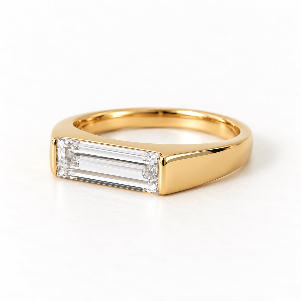 The Meridian Baguette Lab Grown Diamond Ring Yellow Gold