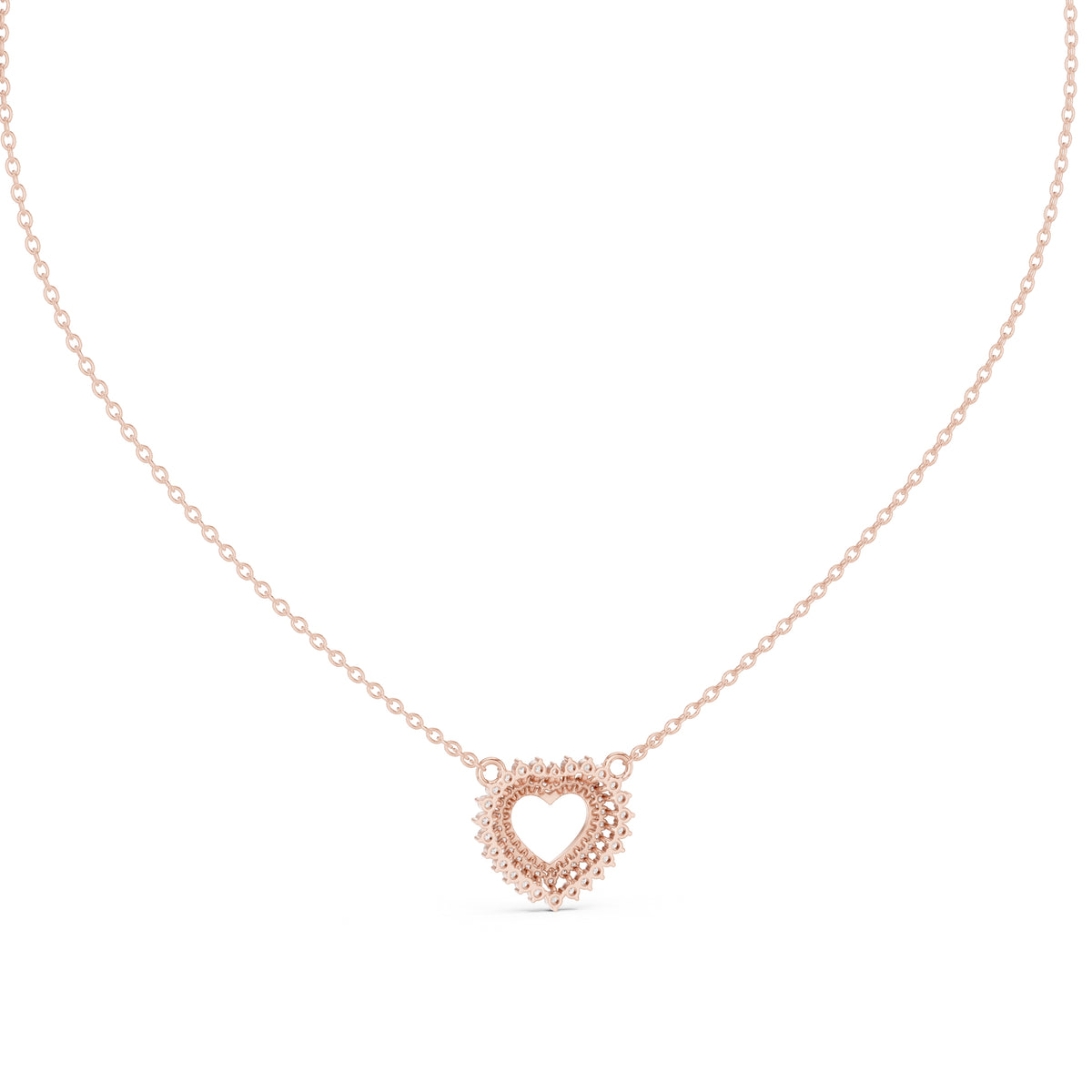 The Crown Pavé Heart Pendant Rose Gold