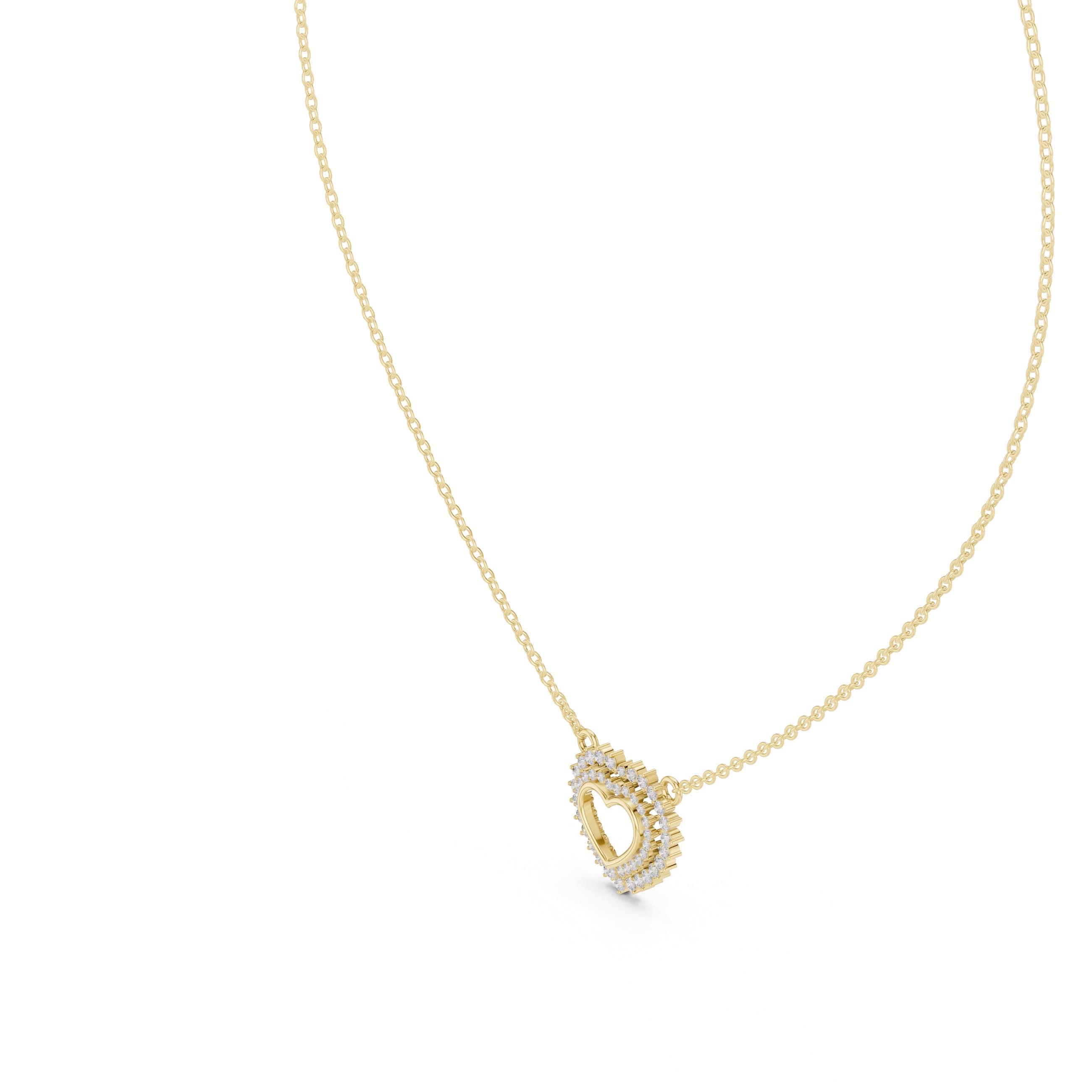 The Crown Pavé Heart Pendant Yellow Gold