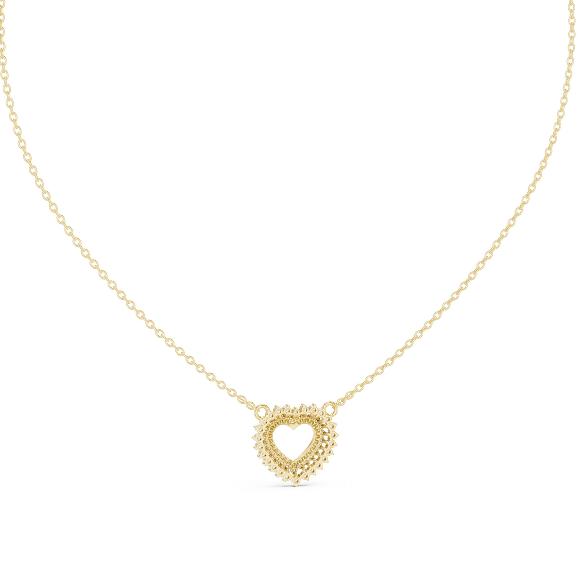 The Crown Pavé Heart Pendant Yellow Gold
