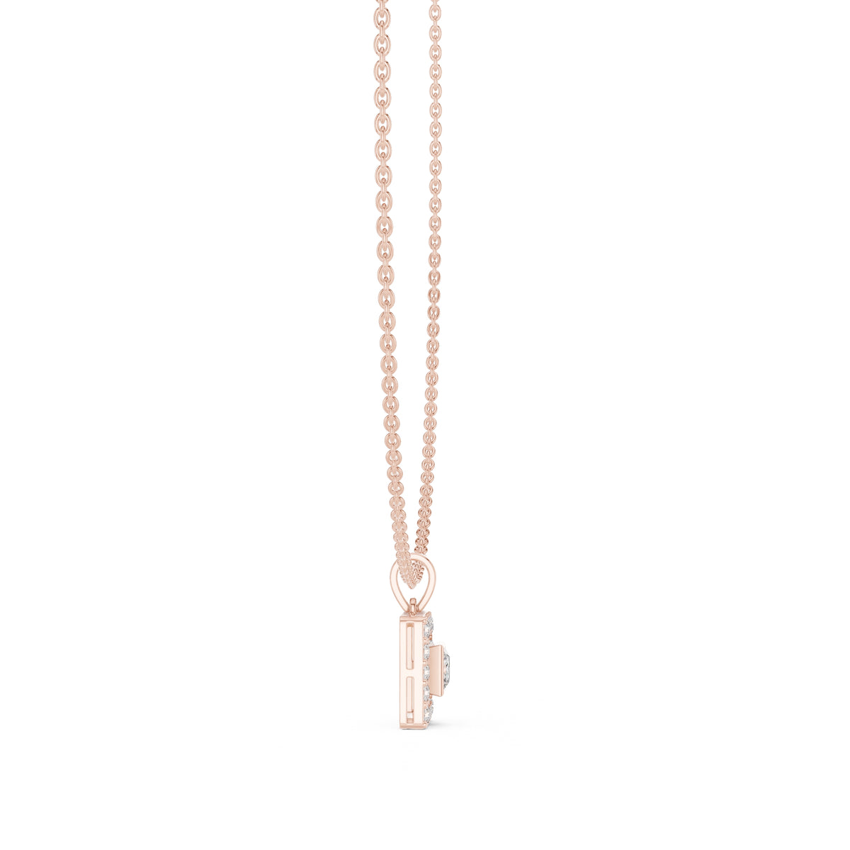 The Horizon Square Halo Pendant (Without Chain) Rose Gold