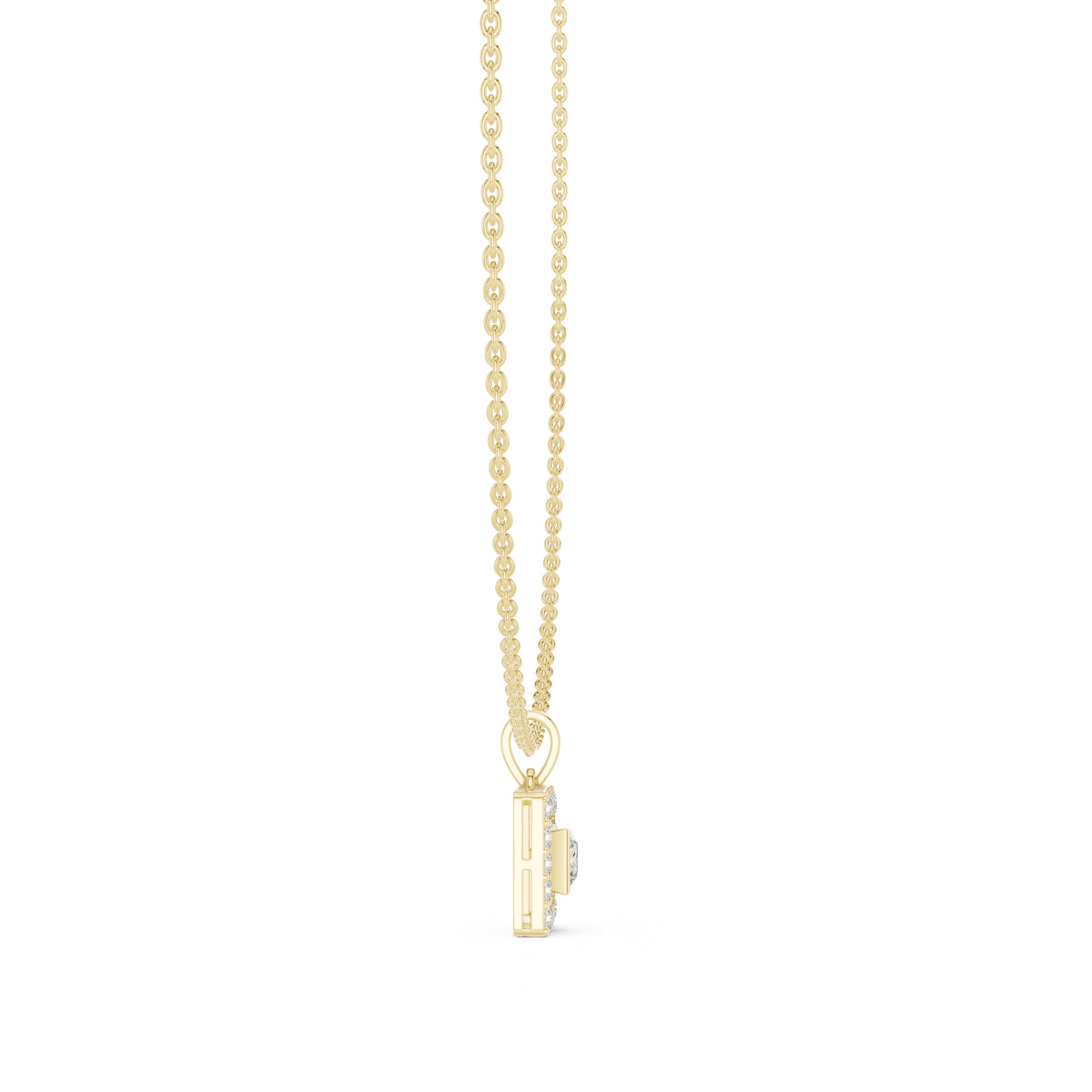 The Horizon Square Halo Pendant (Without Chain) Yellow Gold