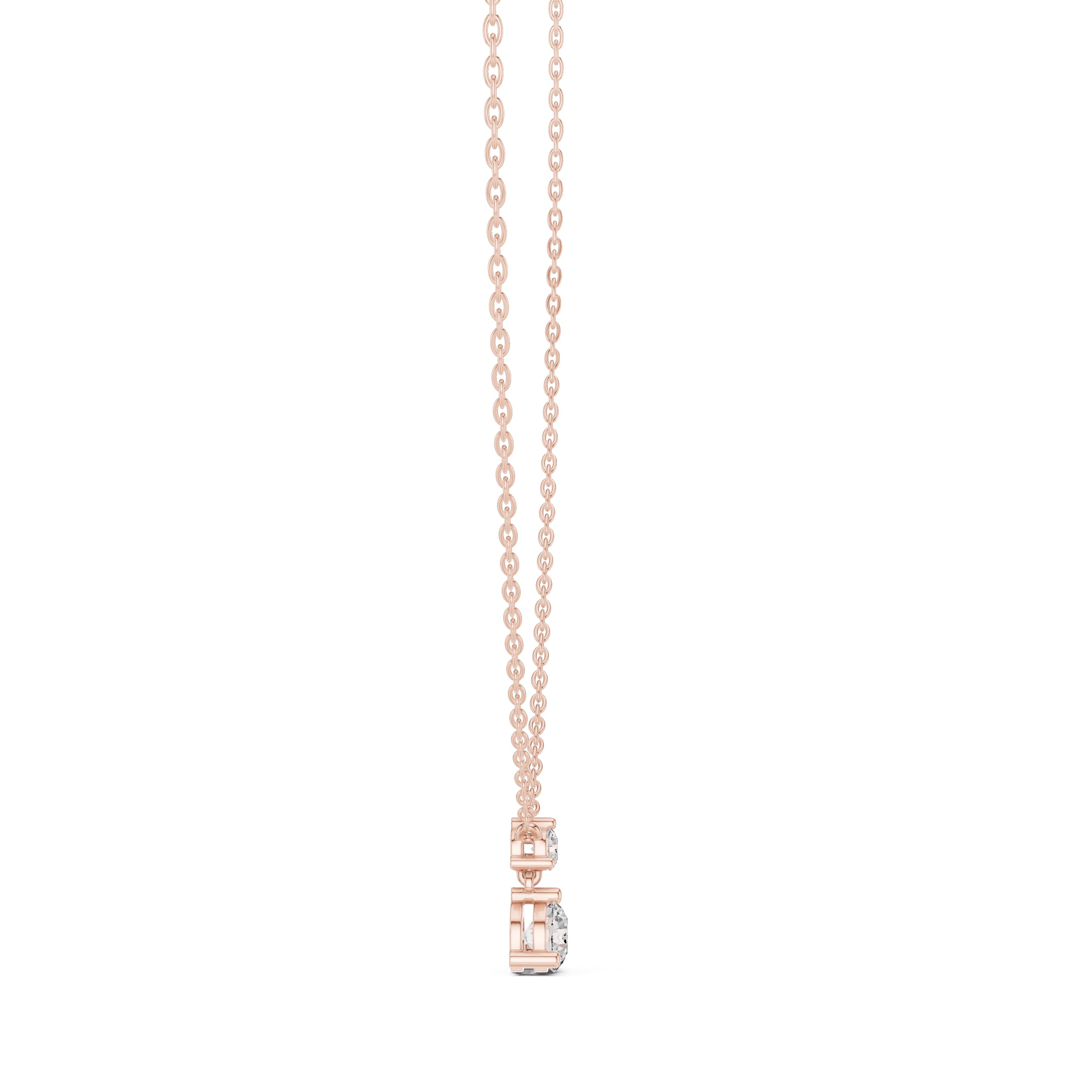 0.50ct Round Solitaire Two-Stone Diamond Drop Pendant Rose Gold