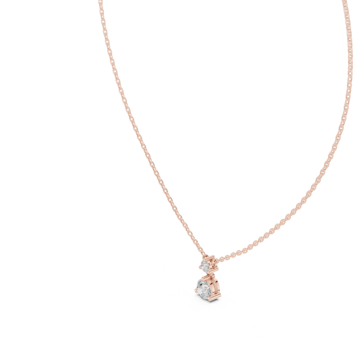 0.50ct Round Solitaire Two-Stone Diamond Drop Pendant Rose Gold
