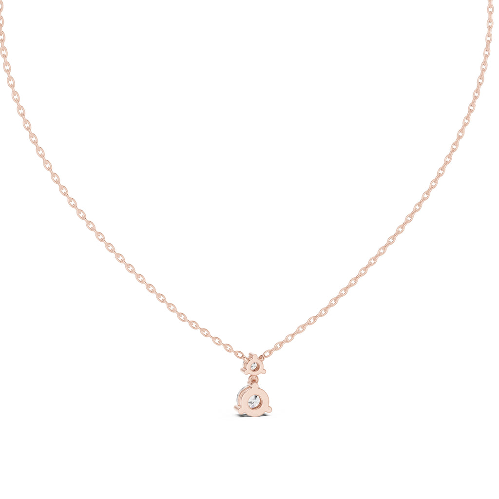 0.50ct Round Solitaire Two-Stone Diamond Drop Pendant Rose Gold