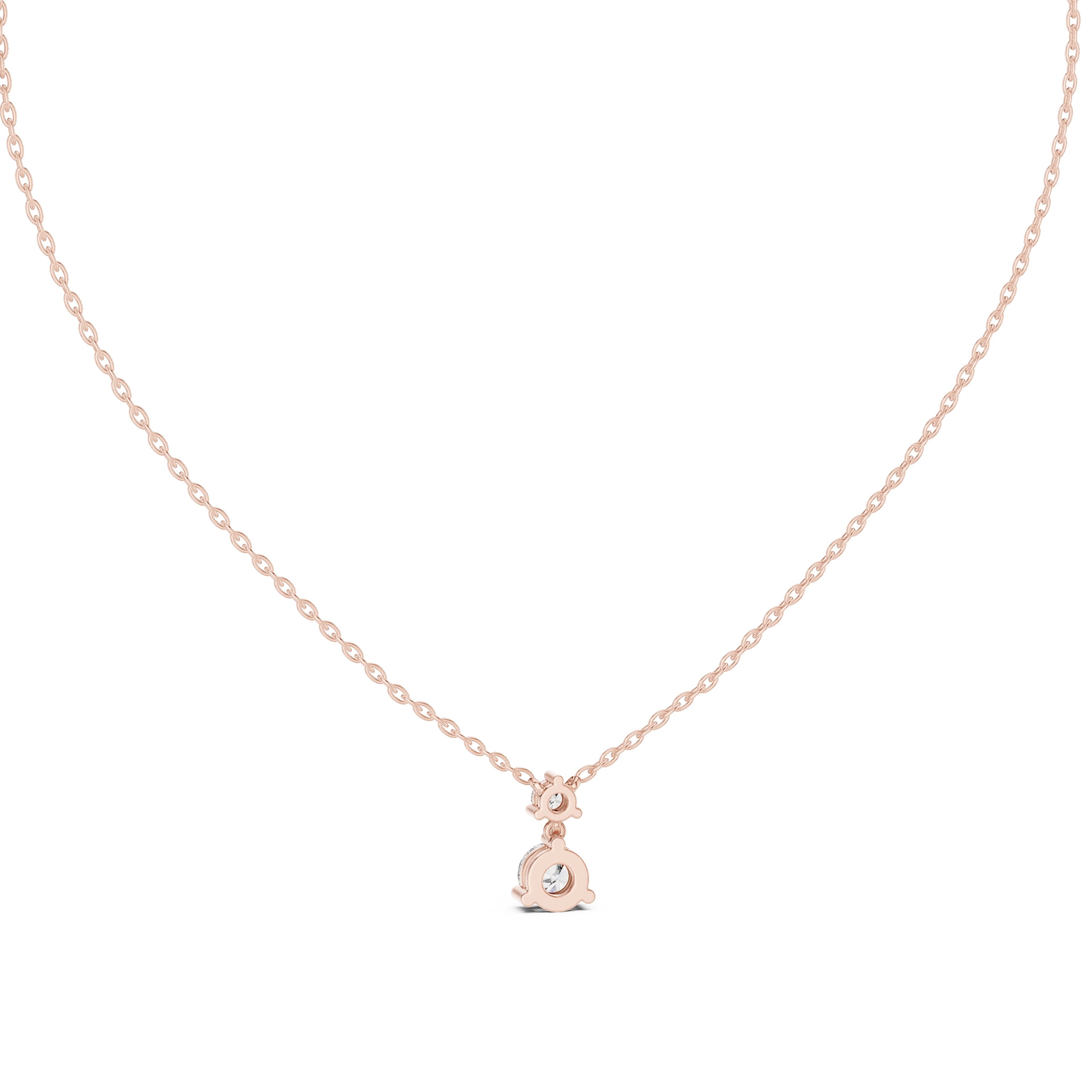 0.50ct Round Solitaire Two-Stone Diamond Drop Pendant Rose Gold