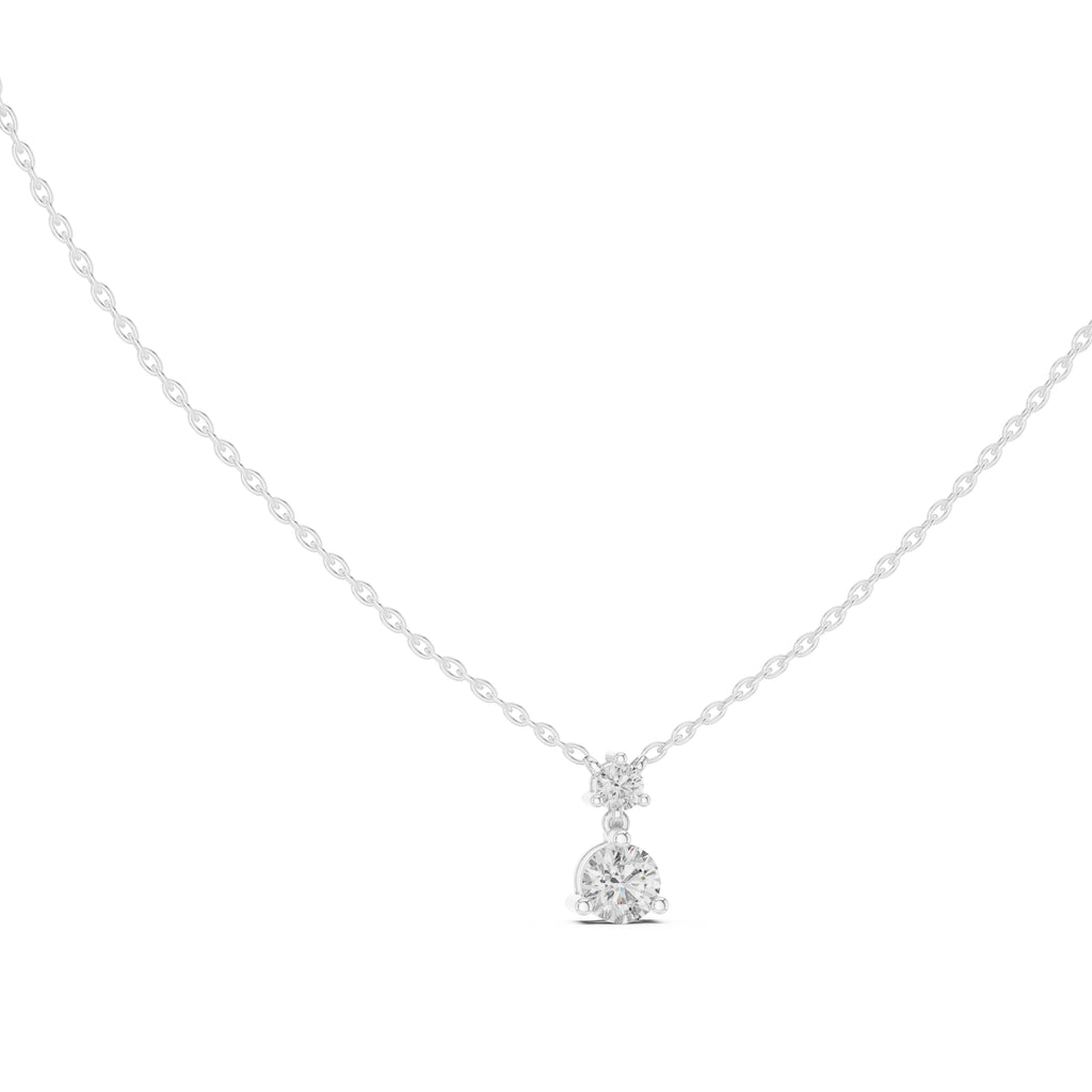 0.50ct Round Solitaire Two-Stone Diamond Drop Pendant White Gold