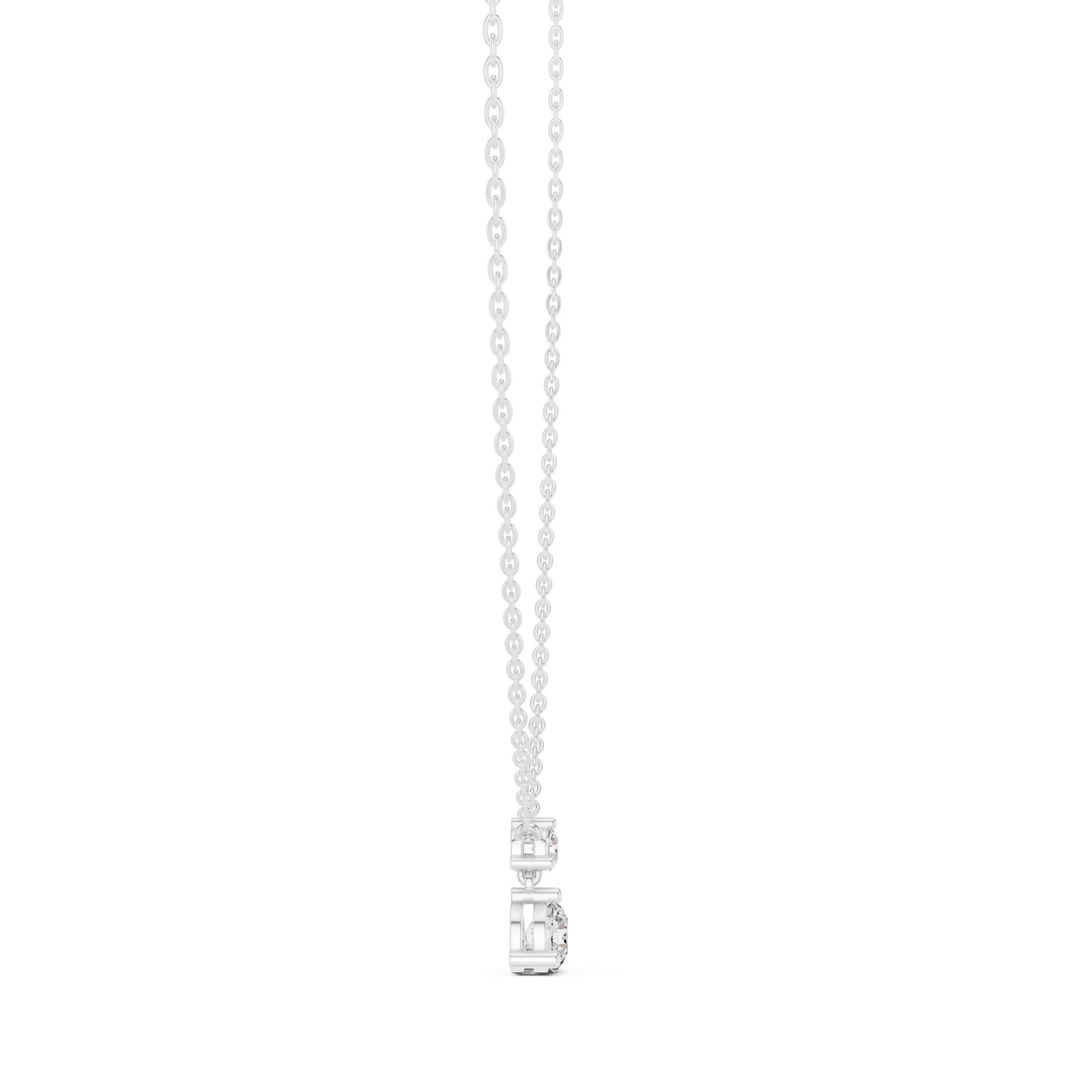 0.50ct Round Solitaire Two-Stone Diamond Drop Pendant White Gold