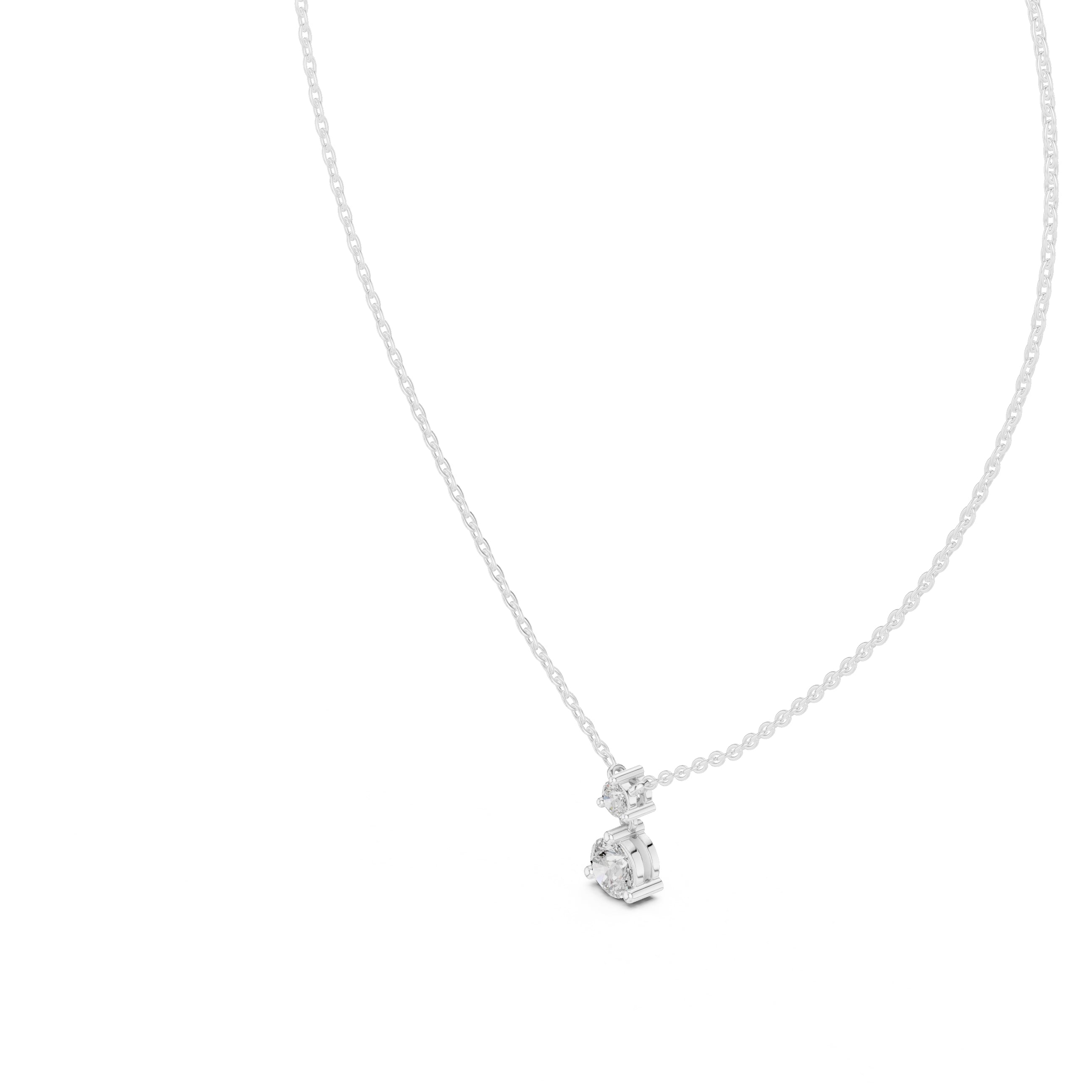 0.50ct Round Solitaire Two-Stone Diamond Drop Pendant White Gold