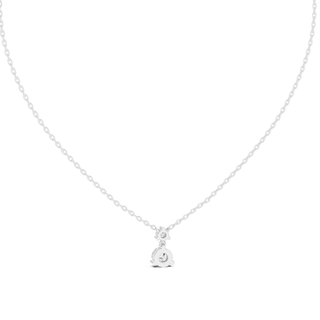 0.50ct Round Solitaire Two-Stone Diamond Drop Pendant White Gold