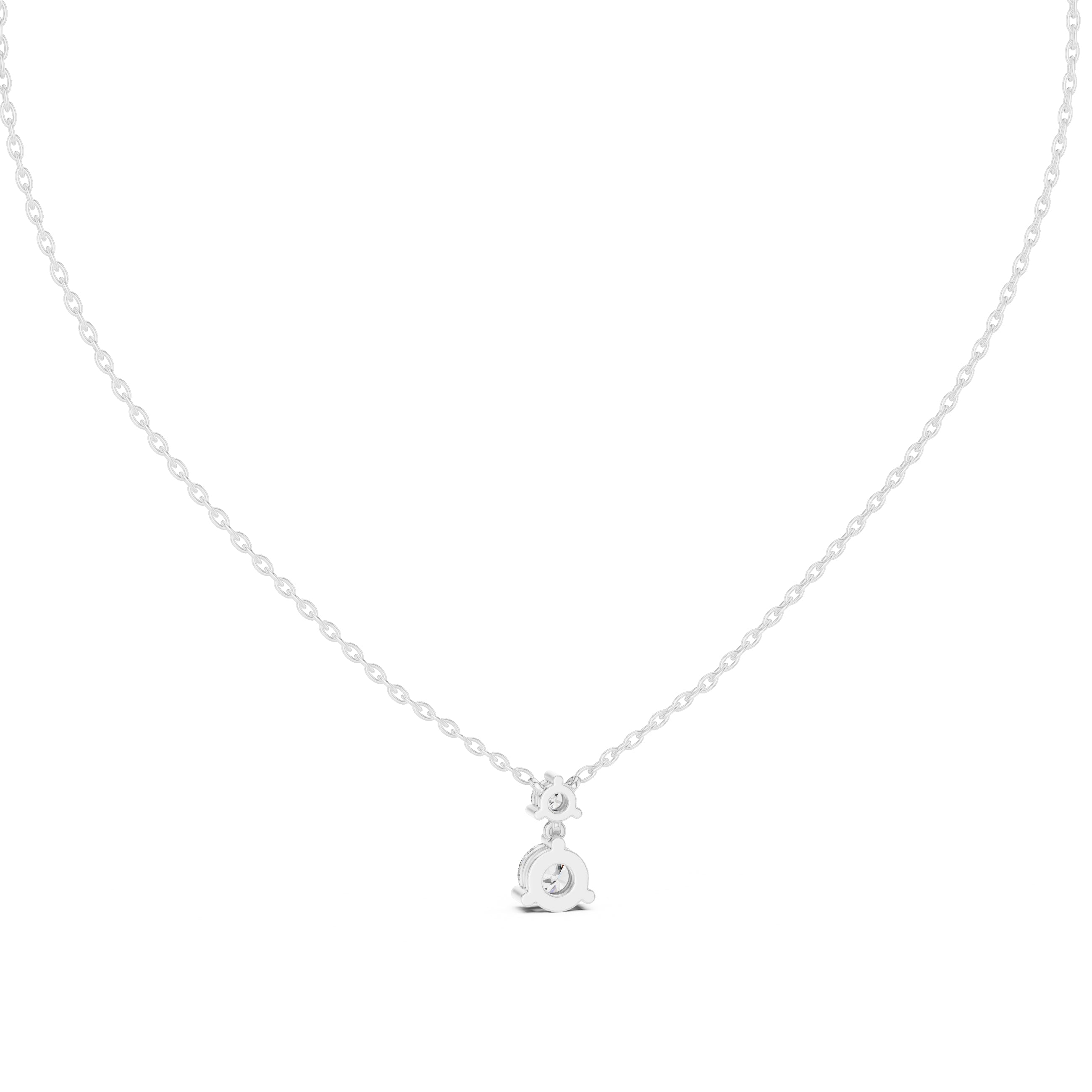 0.50ct Round Solitaire Two-Stone Diamond Drop Pendant White Gold