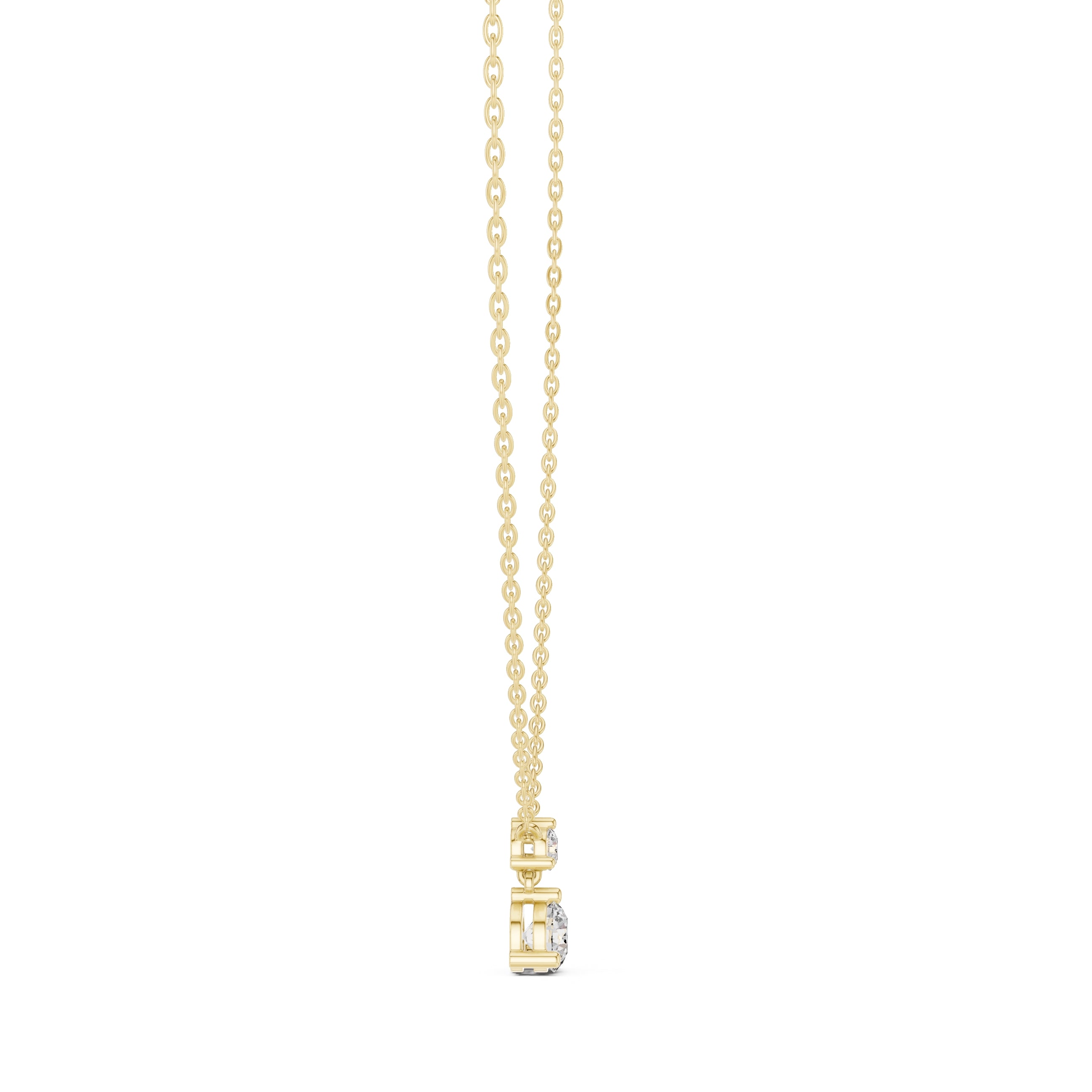 0.50ct Round Solitaire Two-Stone Diamond Drop Pendant Yellow Gold