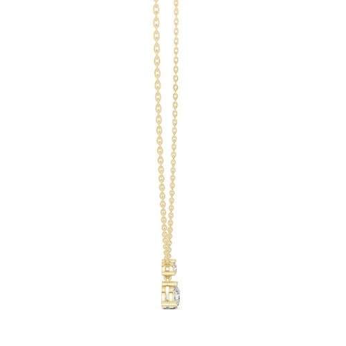 0.50ct Round Solitaire Two-Stone Diamond Drop Pendant Yellow Gold