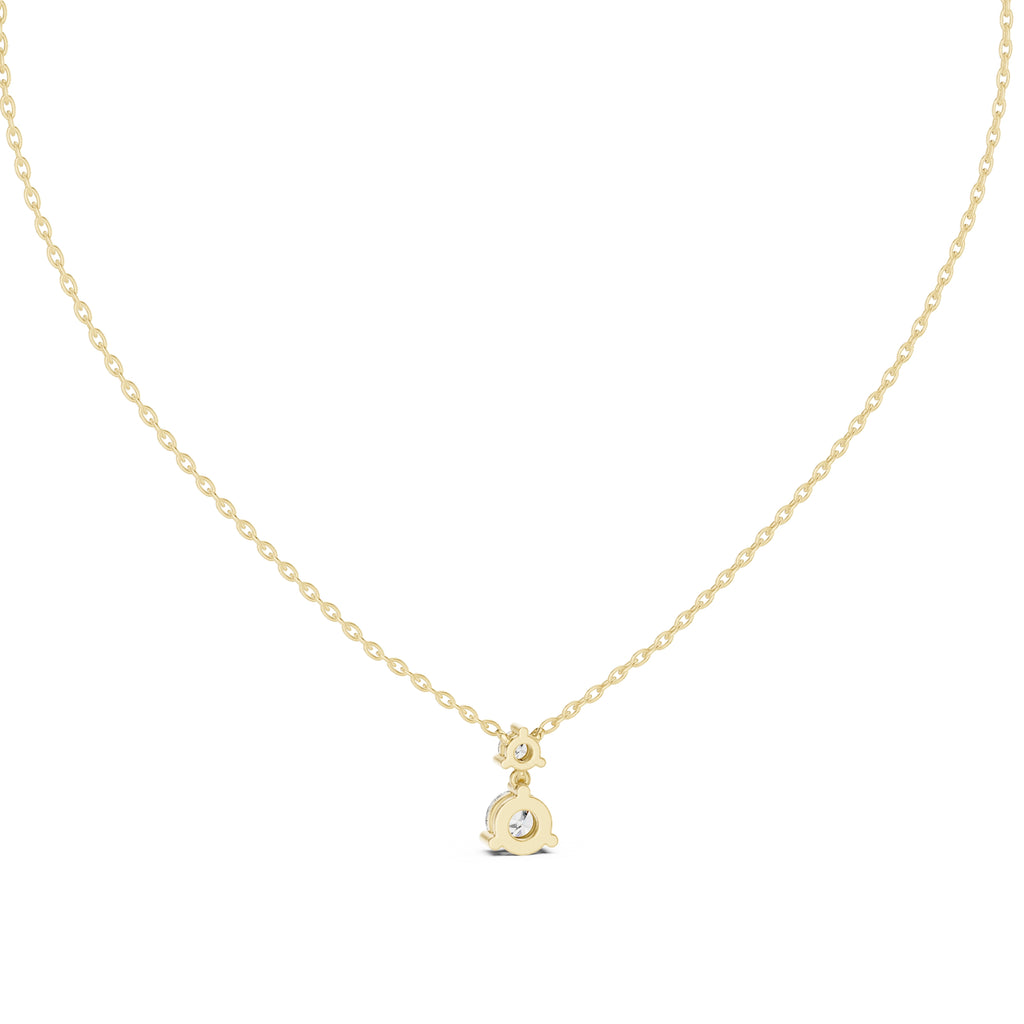 0.50ct Round Solitaire Two-Stone Diamond Drop Pendant Yellow Gold