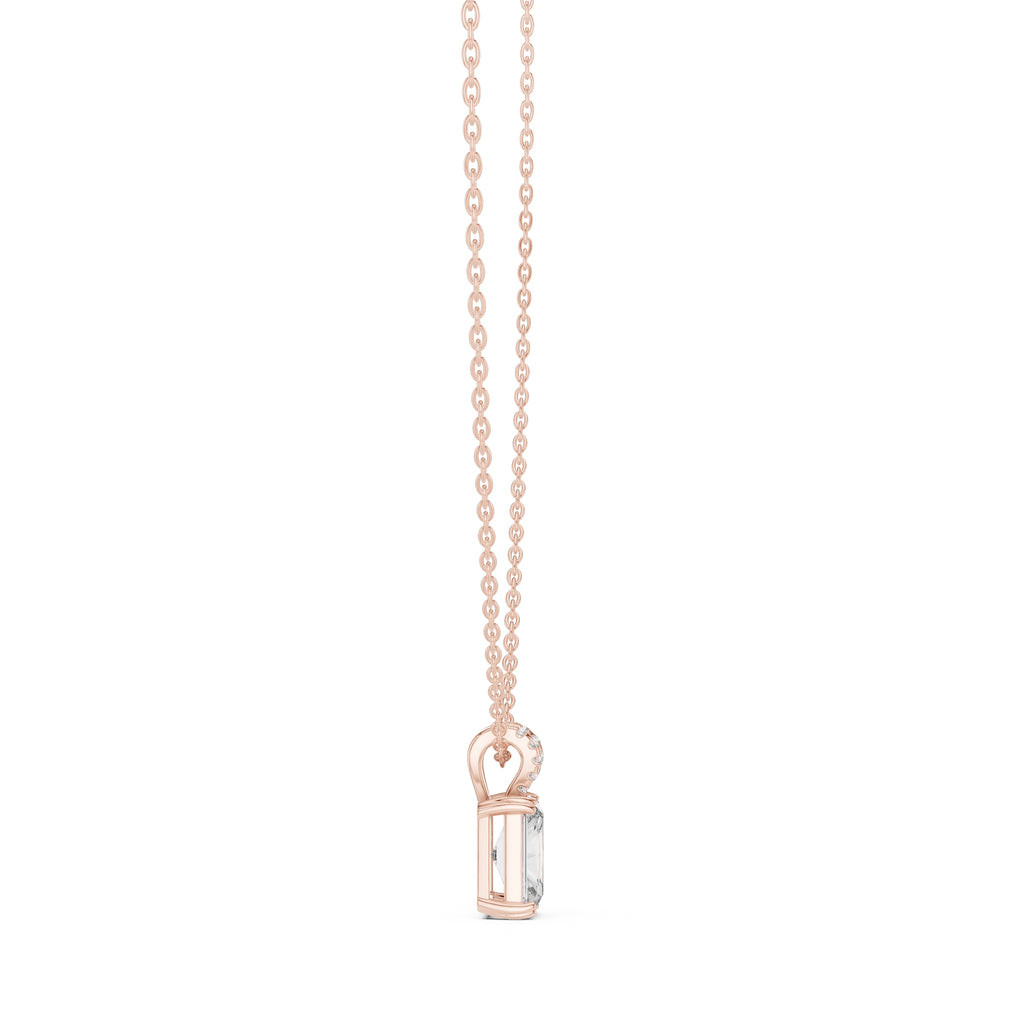 Magnificent 2.00ct Radiant Cut Diamond Pendant with Pave Bail 2.05ct Rose Gold