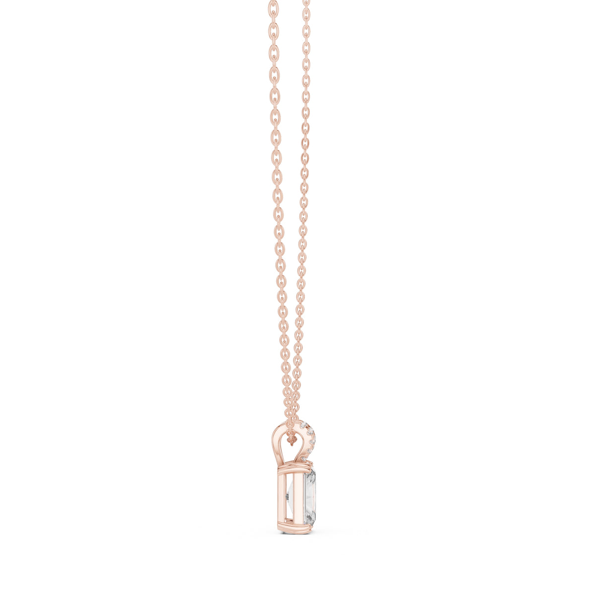 Magnificent 2.00ct Radiant Cut Diamond Pendant with Pave Bail 2.05ct Rose Gold