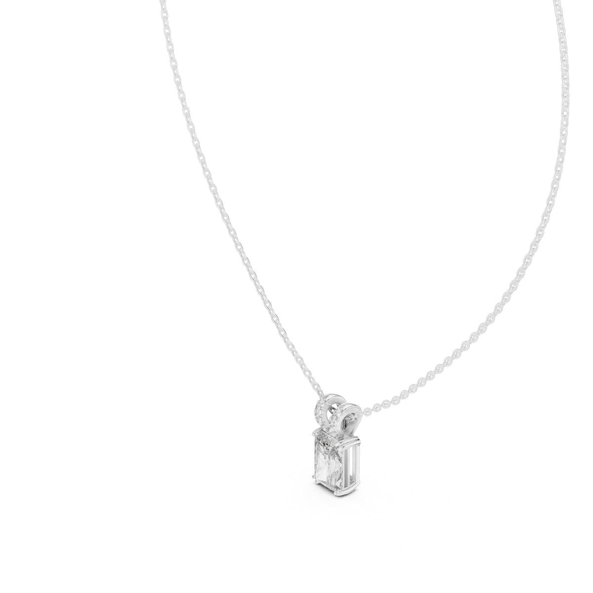 Magnificent 2.00ct Radiant Cut Diamond Pendant with Pave Bail 2.05ct White Gold